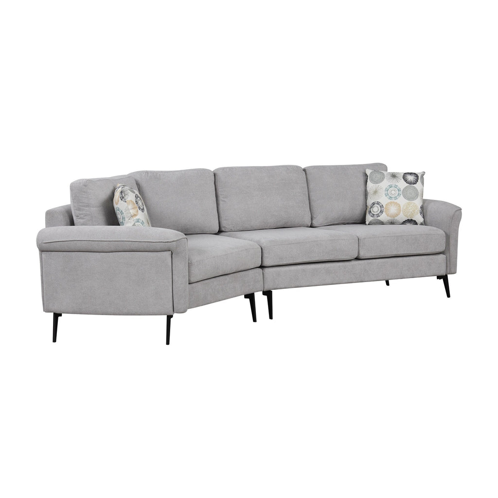 111 3 Seater Sofa Couch, Chenille Curved Sofa Couch with 2 Printed Pillows Modern Upholstered Sofa for Living Room