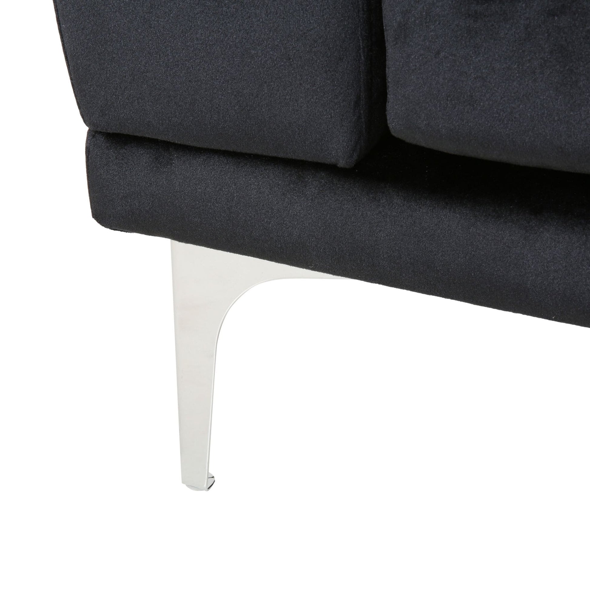 Canapé 4 places en velours 111 avec coussins moelleux et pieds métalliques argentés pour salon
