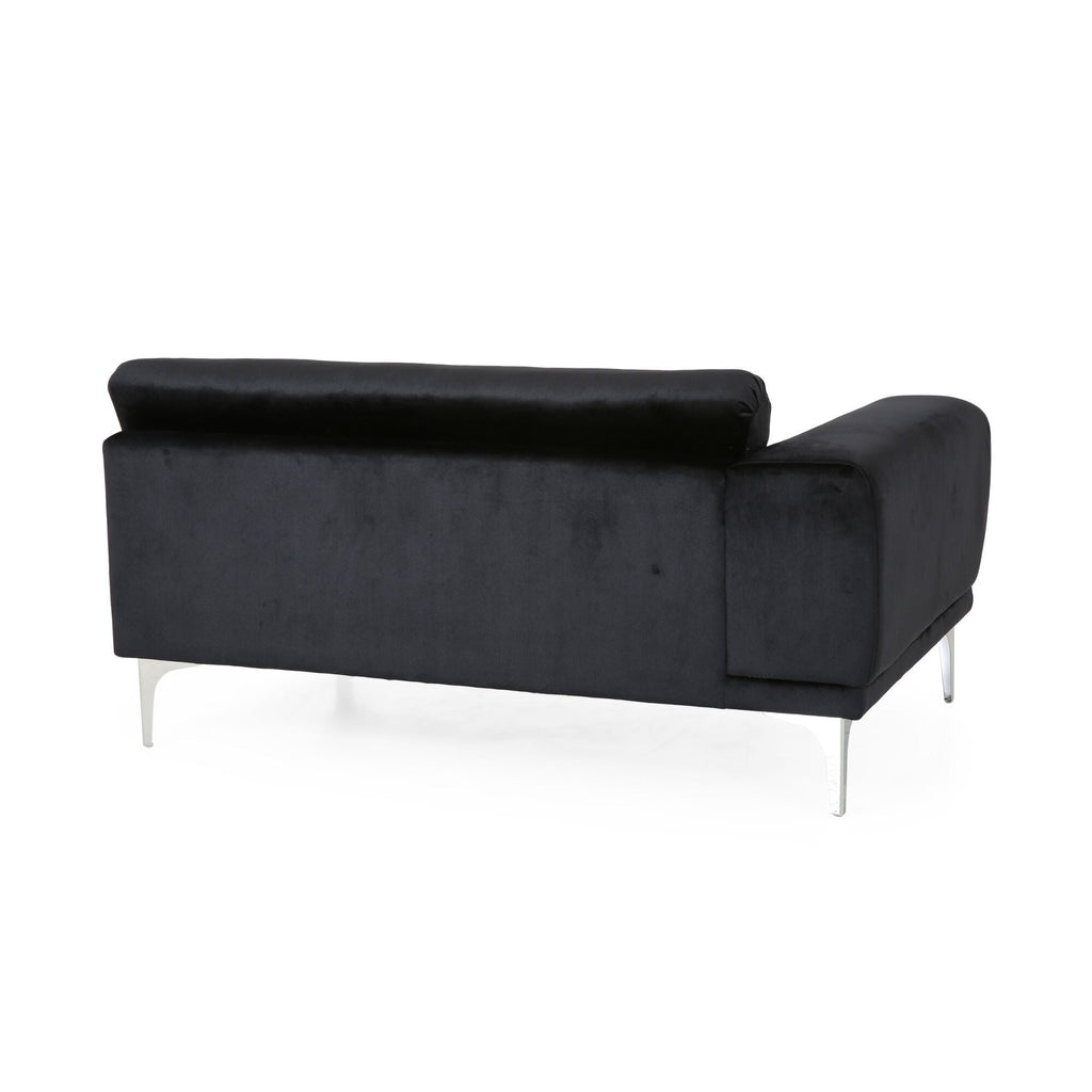 Canapé 4 places en velours 111 avec coussins moelleux et pieds métalliques argentés pour salon