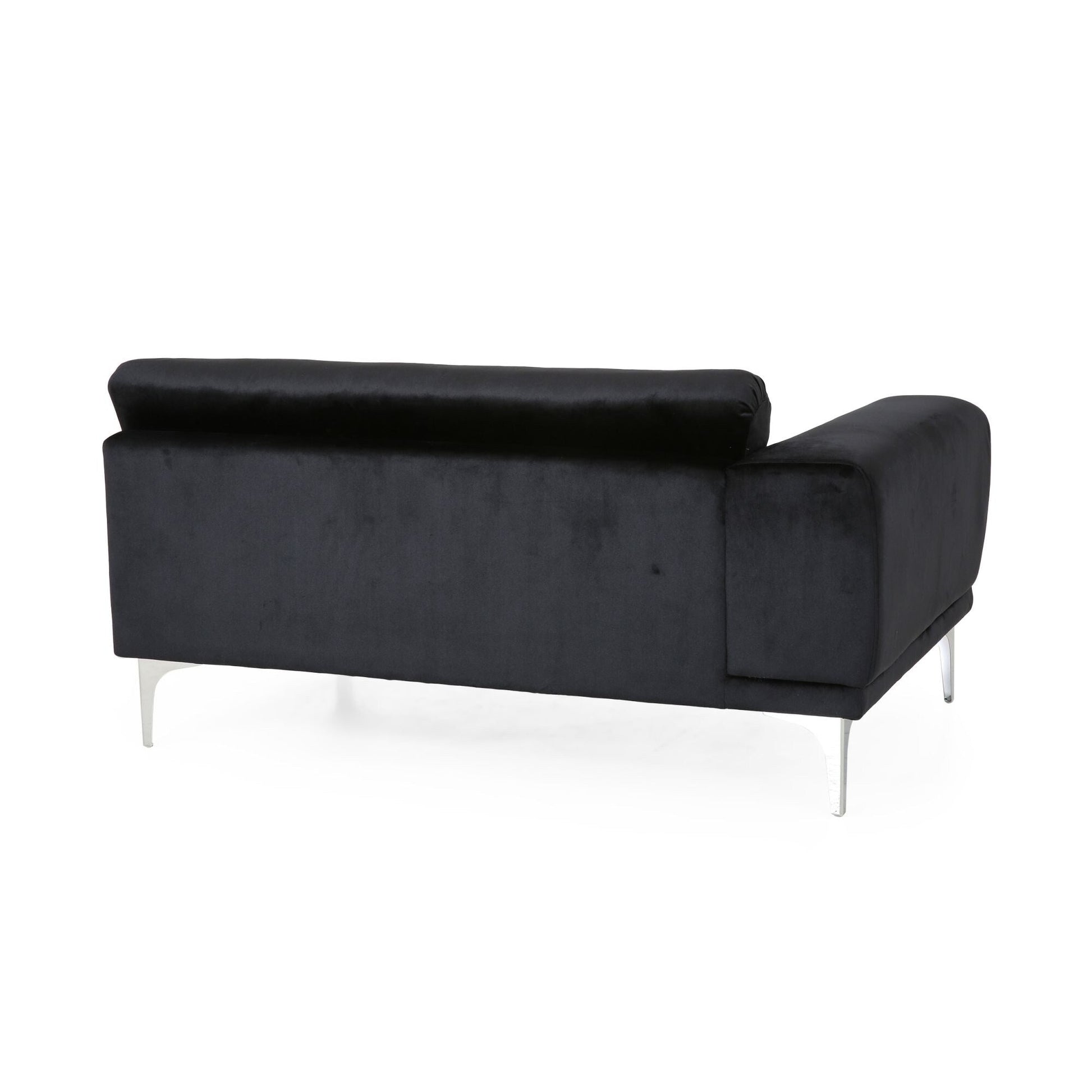 Canapé 4 places en velours 111 avec coussins moelleux et pieds métalliques argentés pour salon