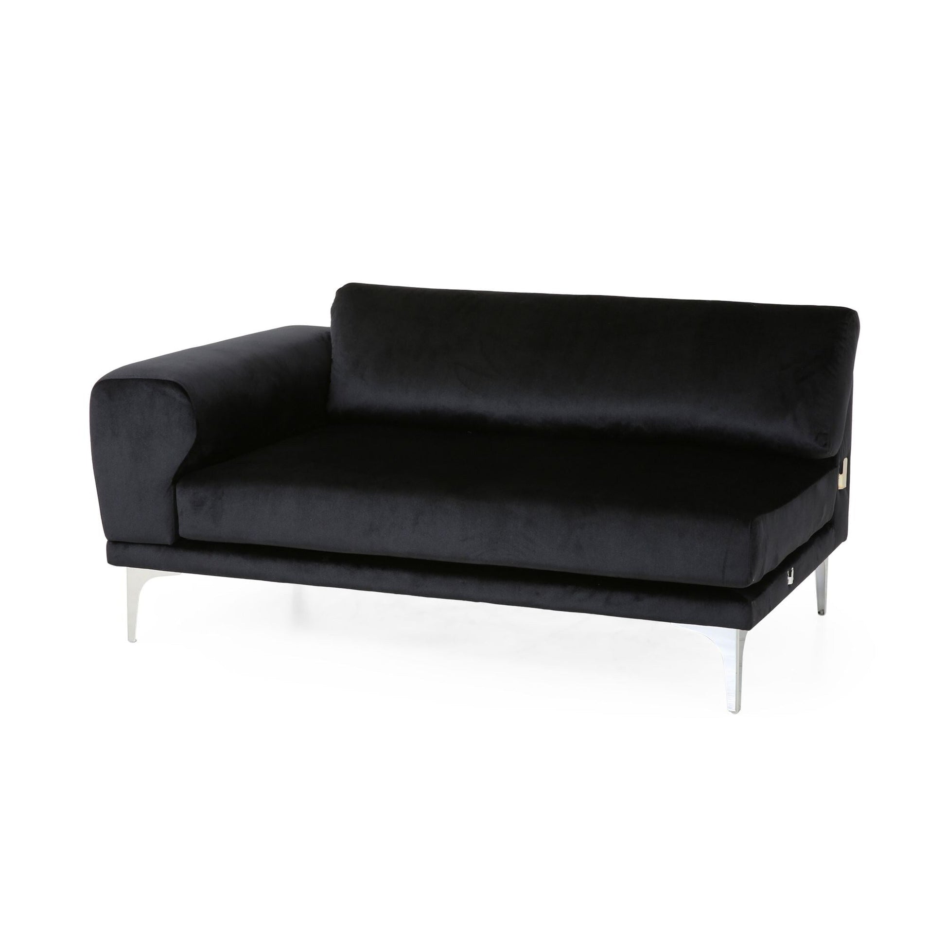 Canapé 4 places en velours 111 avec coussins moelleux et pieds métalliques argentés pour salon