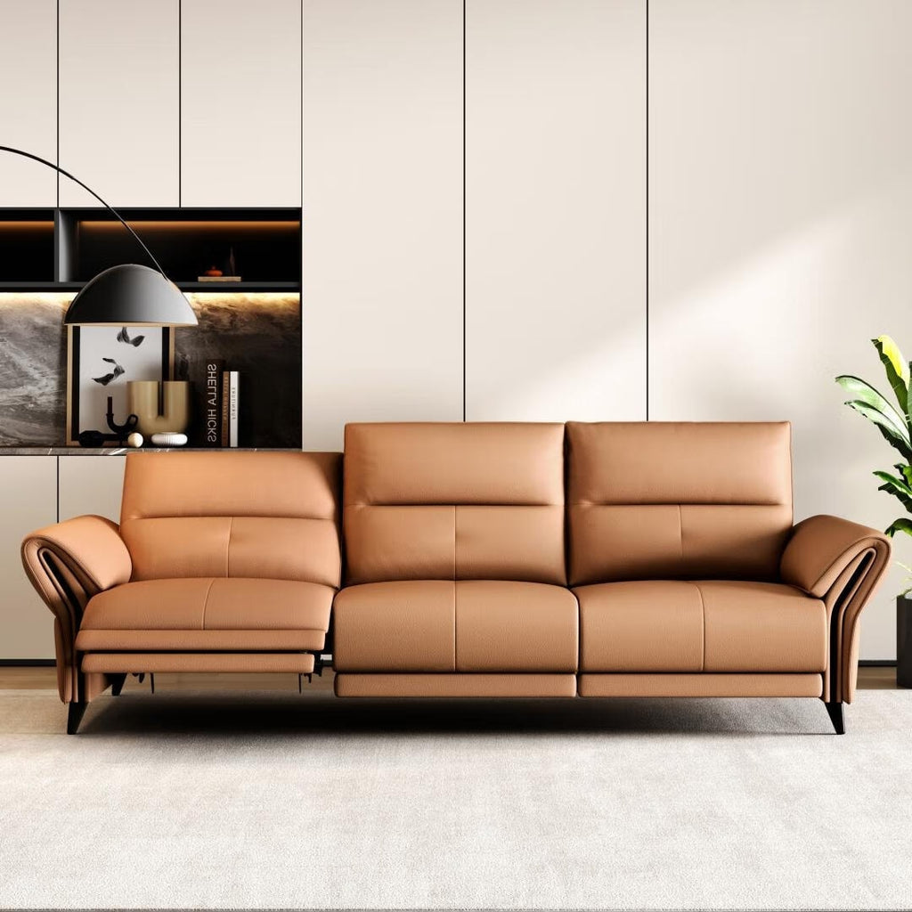 Canapé inclinable électrique en simili cuir de 285 cm avec port de charge USB