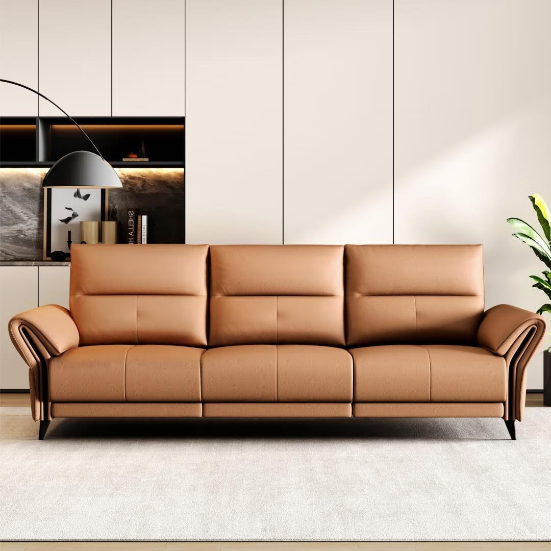 Canapé inclinable électrique en simili cuir de 285 cm avec port de charge USB