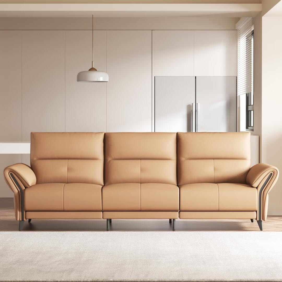 Canapé inclinable électrique en simili cuir de 285 cm avec port de charge USB