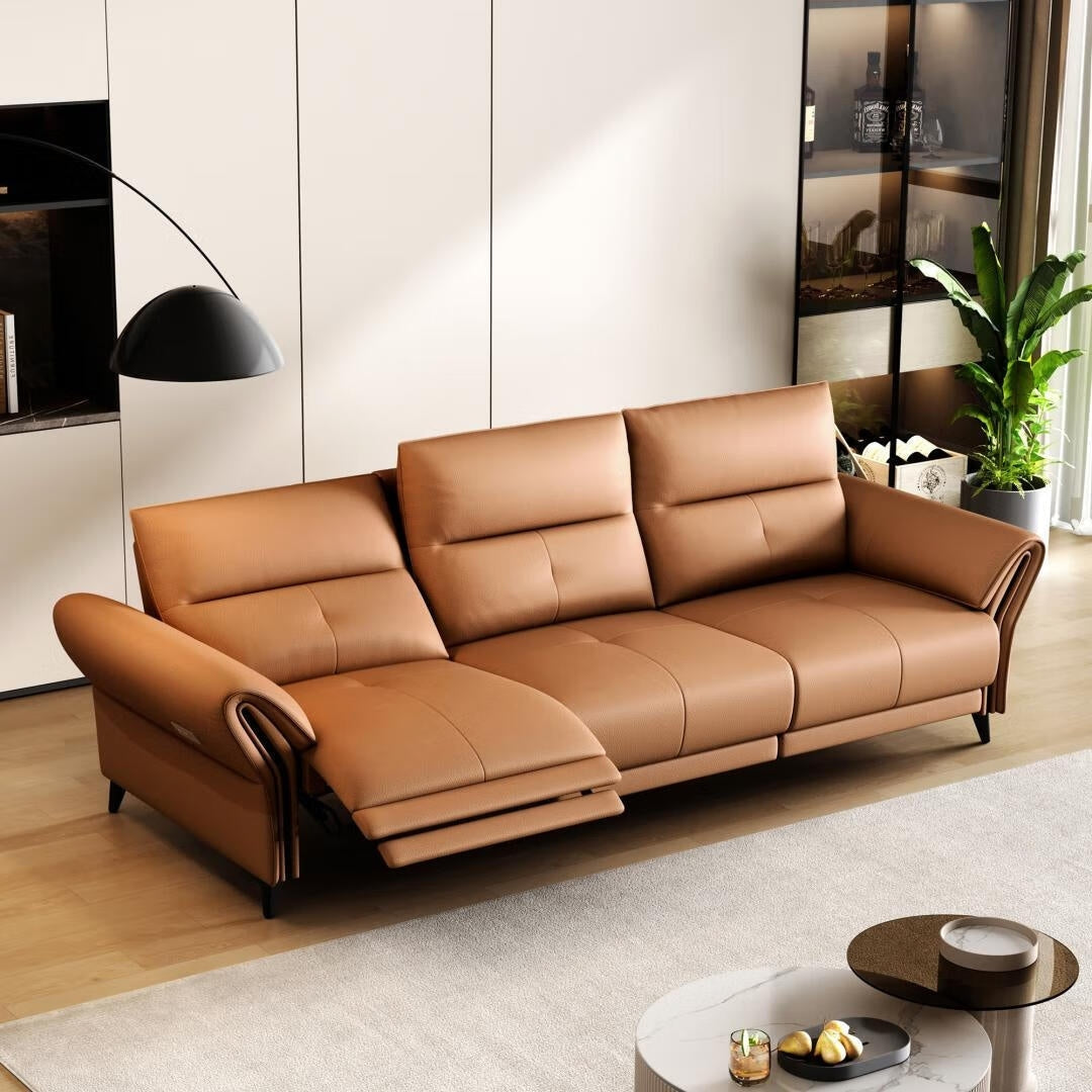Canapé inclinable électrique en simili cuir de 285 cm avec port de charge USB