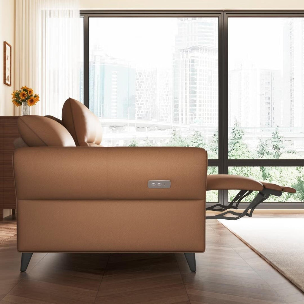 Canapé inclinable électrique en simili cuir de 285 cm avec port de charge USB