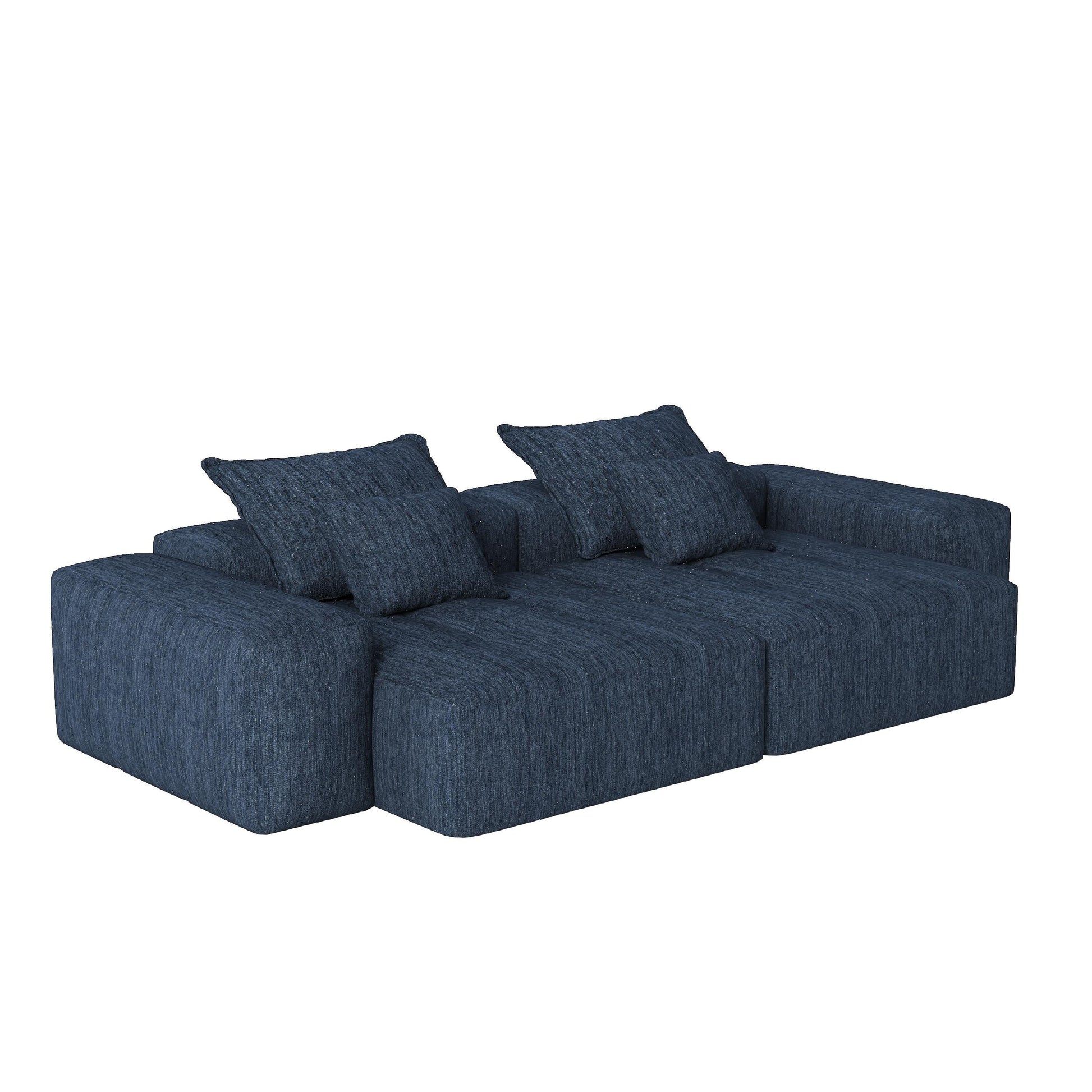 113.39 Chenille Modular 4-Seater Sofa, Sparkling Tufted Design, Non-Slip Base