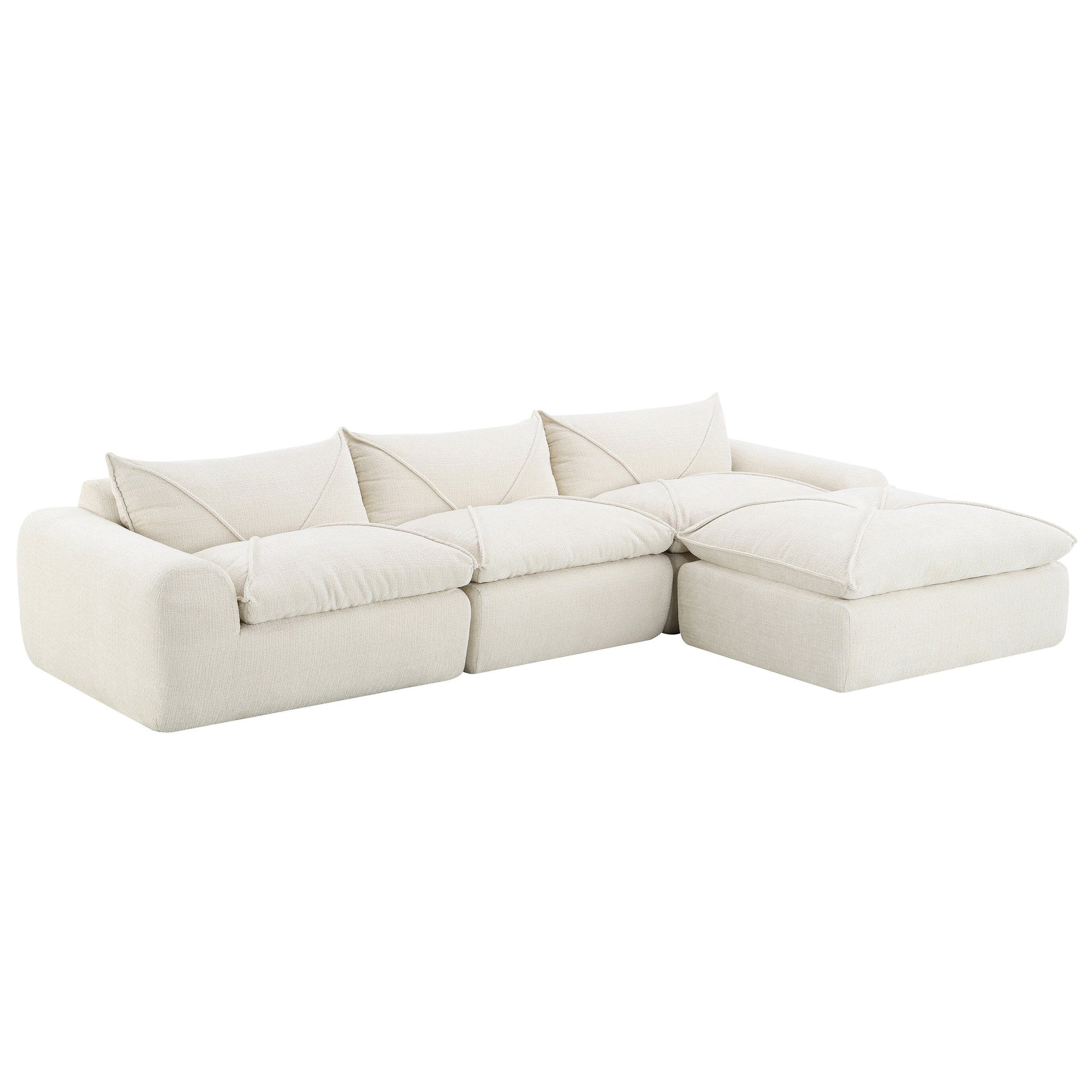 Canapé entièrement compressé de 116 pouces avec mousse haute densité, aucun assemblage requis, design sans pieds ni cadre.