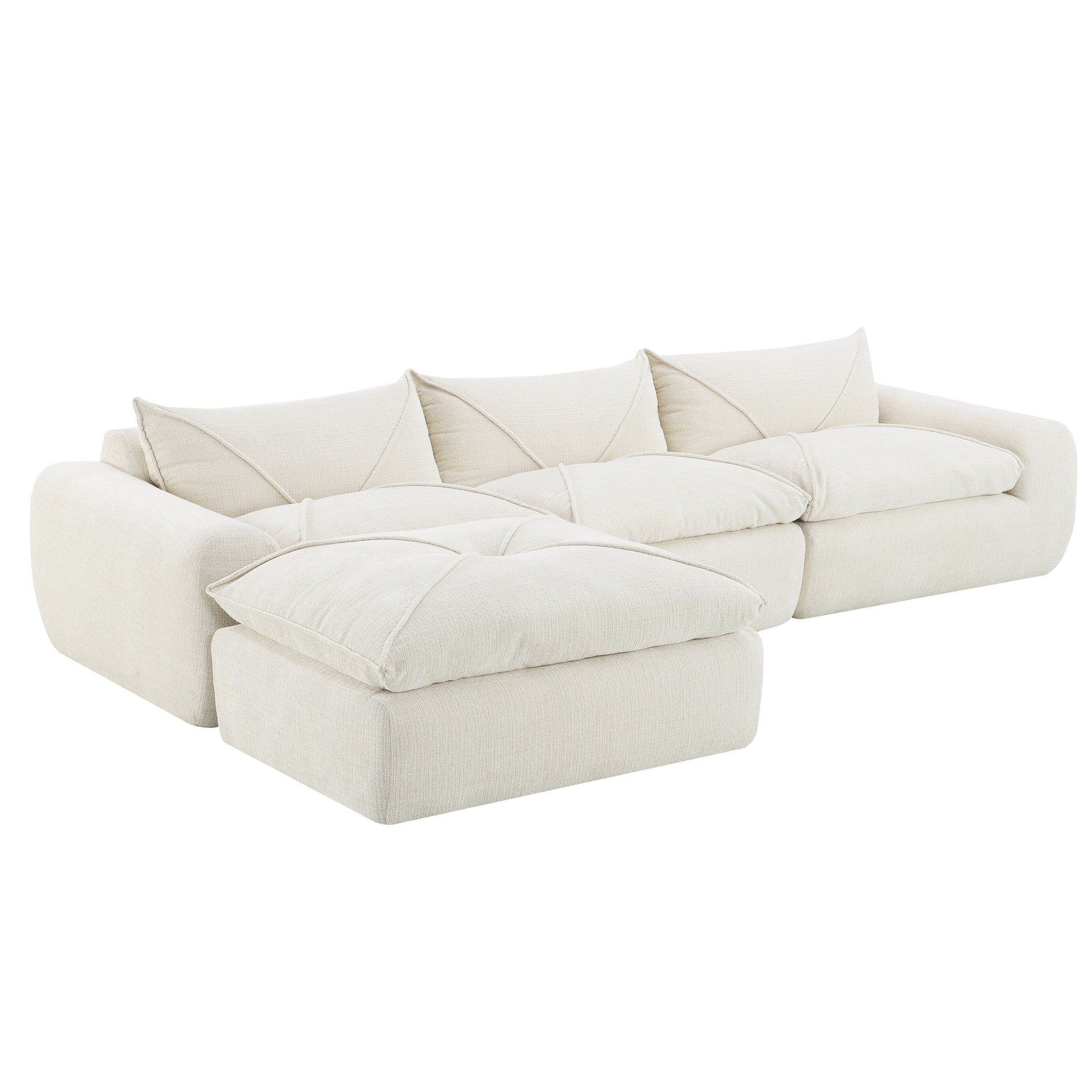 Canapé entièrement compressé de 116 pouces avec mousse haute densité, aucun assemblage requis, design sans pieds ni cadre.