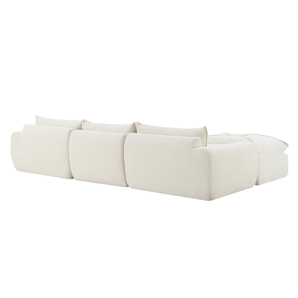 Canapé entièrement compressé de 116 pouces avec mousse haute densité, aucun assemblage requis, design sans pieds ni cadre.