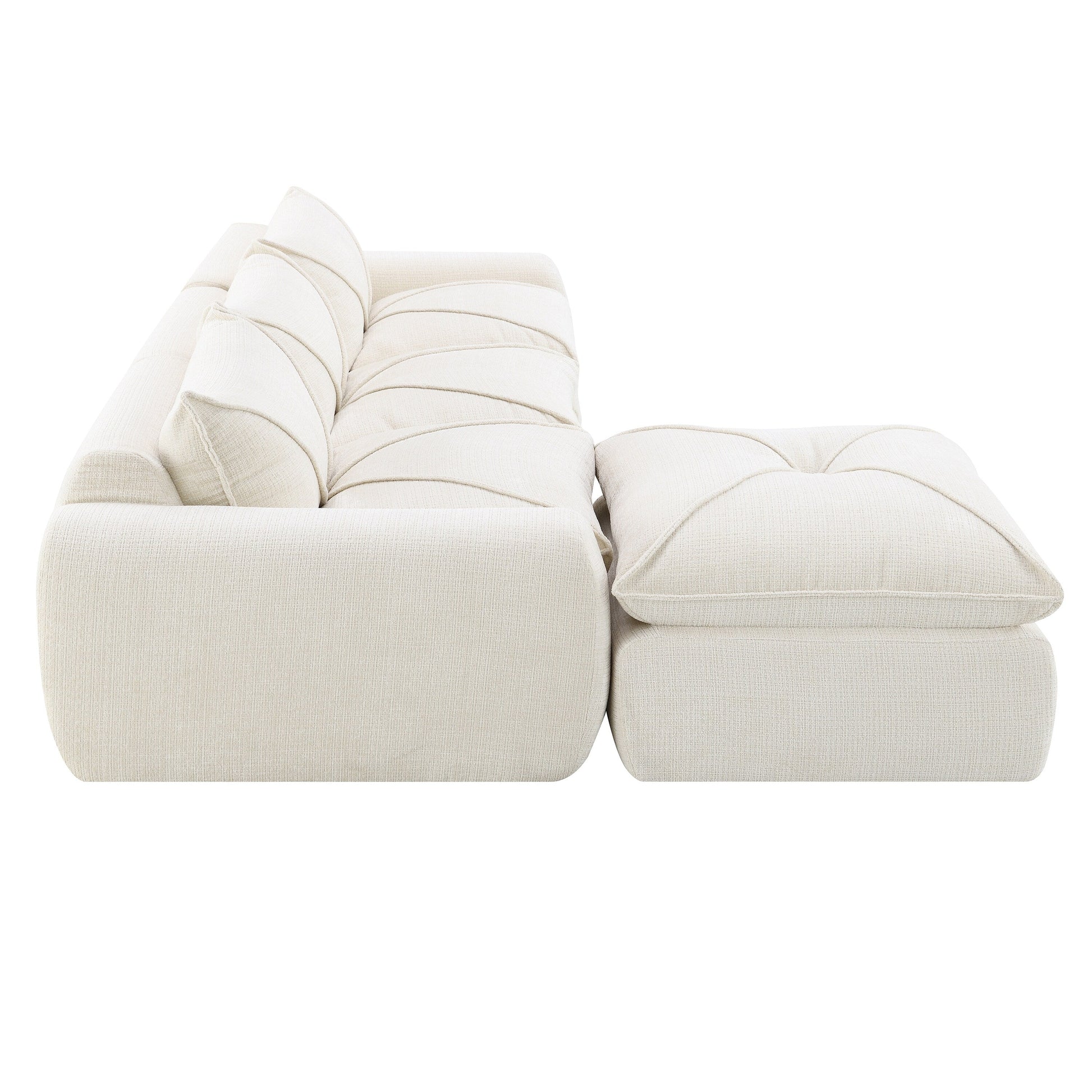 Canapé entièrement compressé de 116 pouces avec mousse haute densité, aucun assemblage requis, design sans pieds ni cadre.