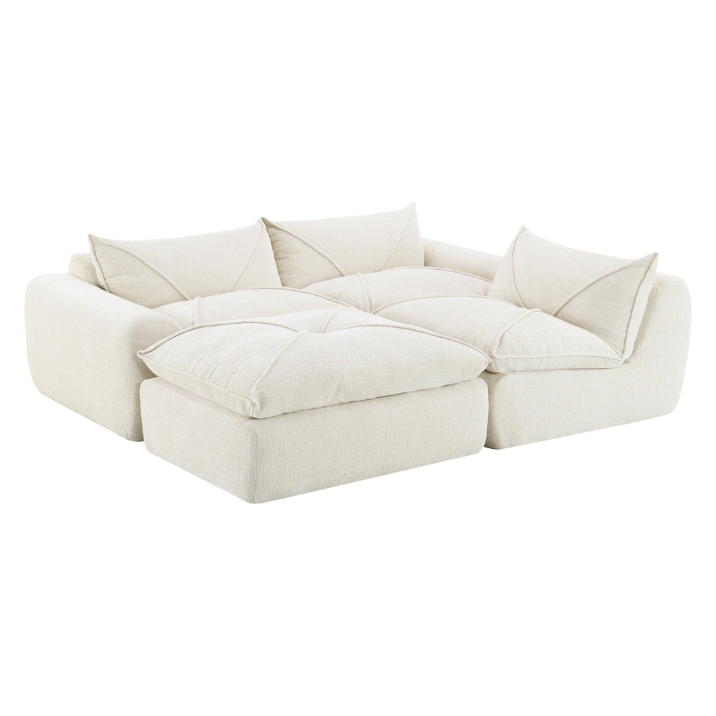 Canapé entièrement compressé de 116 pouces avec mousse haute densité, aucun assemblage requis, design sans pieds ni cadre.