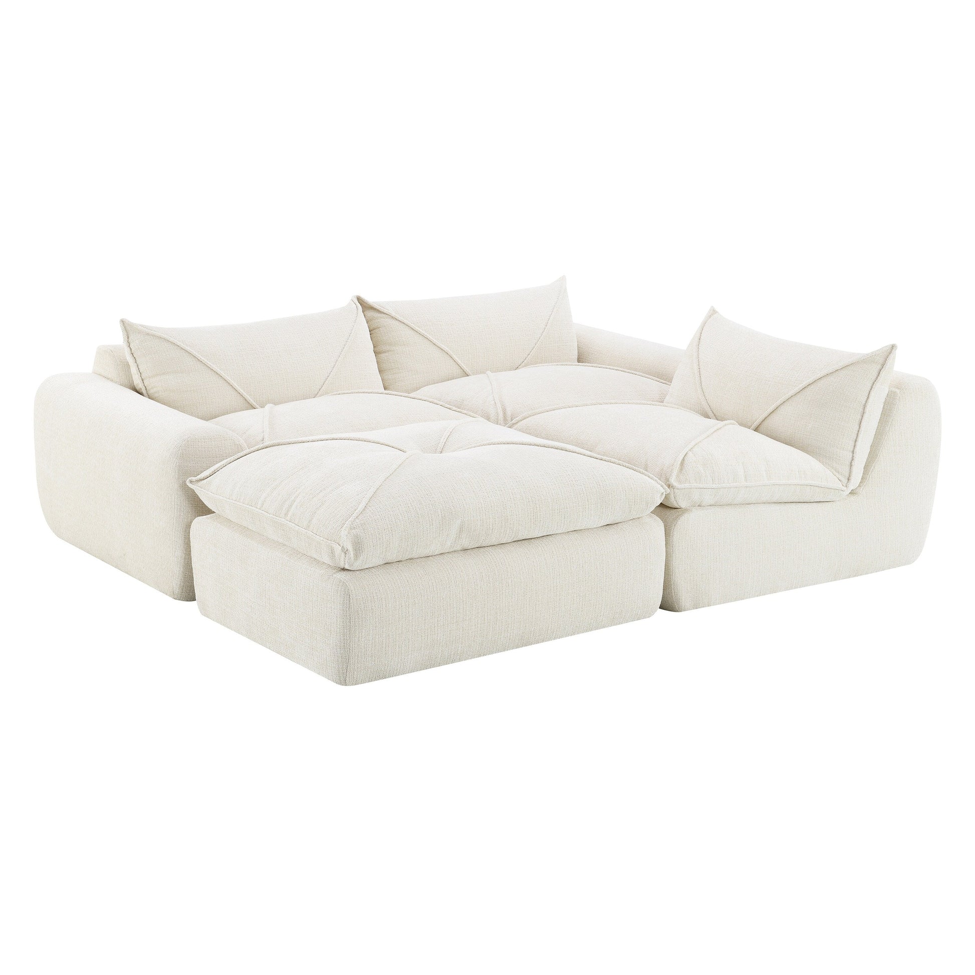 Canapé entièrement compressé de 116 pouces avec mousse haute densité, aucun assemblage requis, design sans pieds ni cadre.