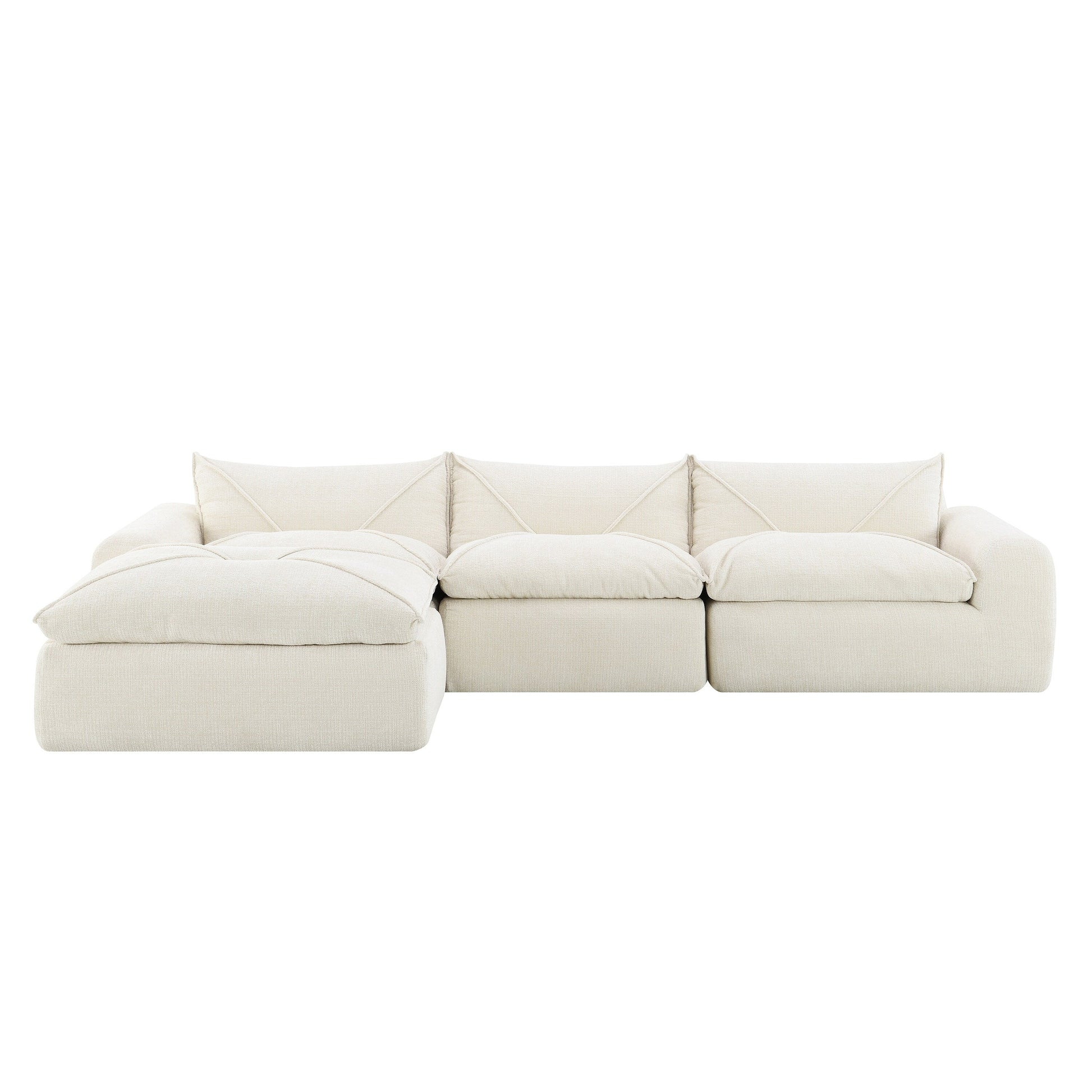 Canapé entièrement compressé de 116 pouces avec mousse haute densité, aucun assemblage requis, design sans pieds ni cadre.