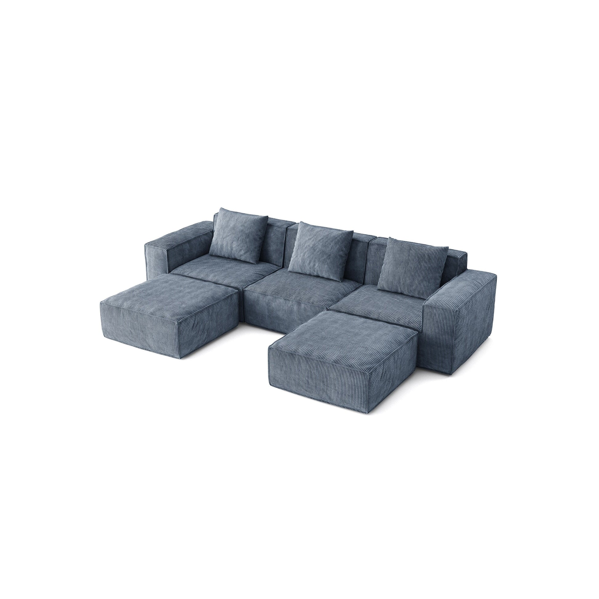 Canapé-lit modulable de 118 pouces, convertible en 3 places avec repose-pieds, en velours côtelé gris.
