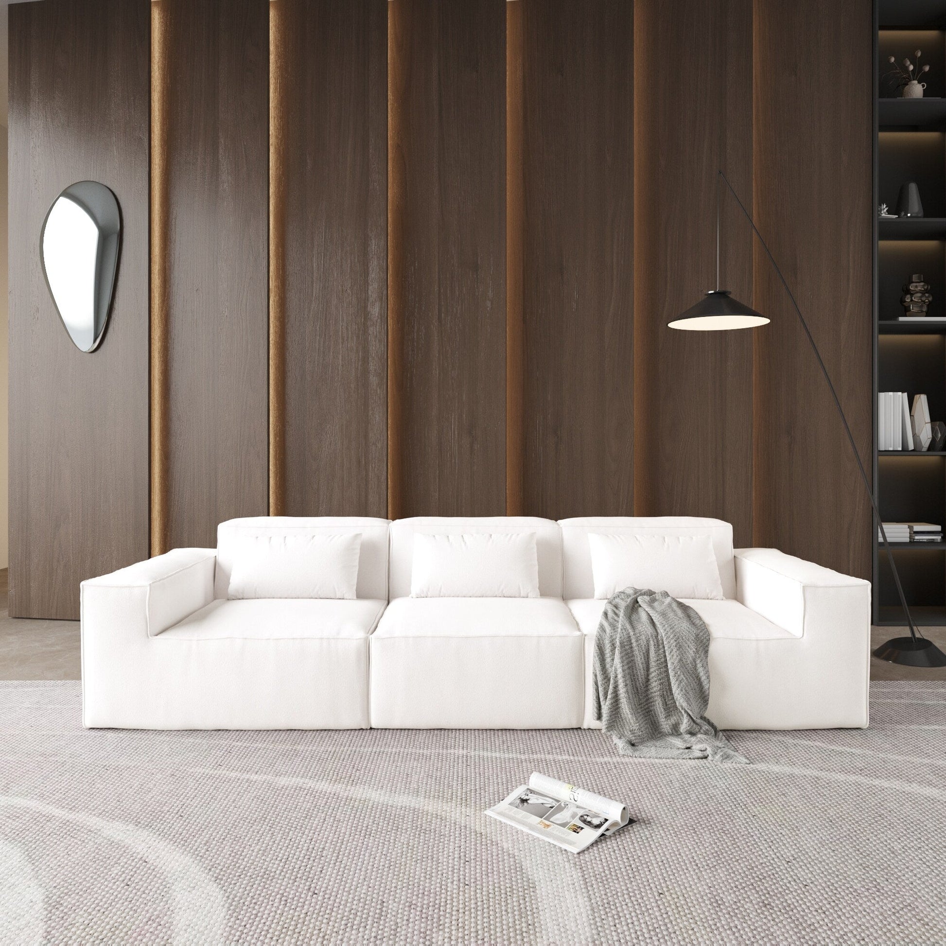 Canapé d'angle modulaire 118, immense canapé-lit nuage 3 places, canapés modernes et confortables en velours côtelé