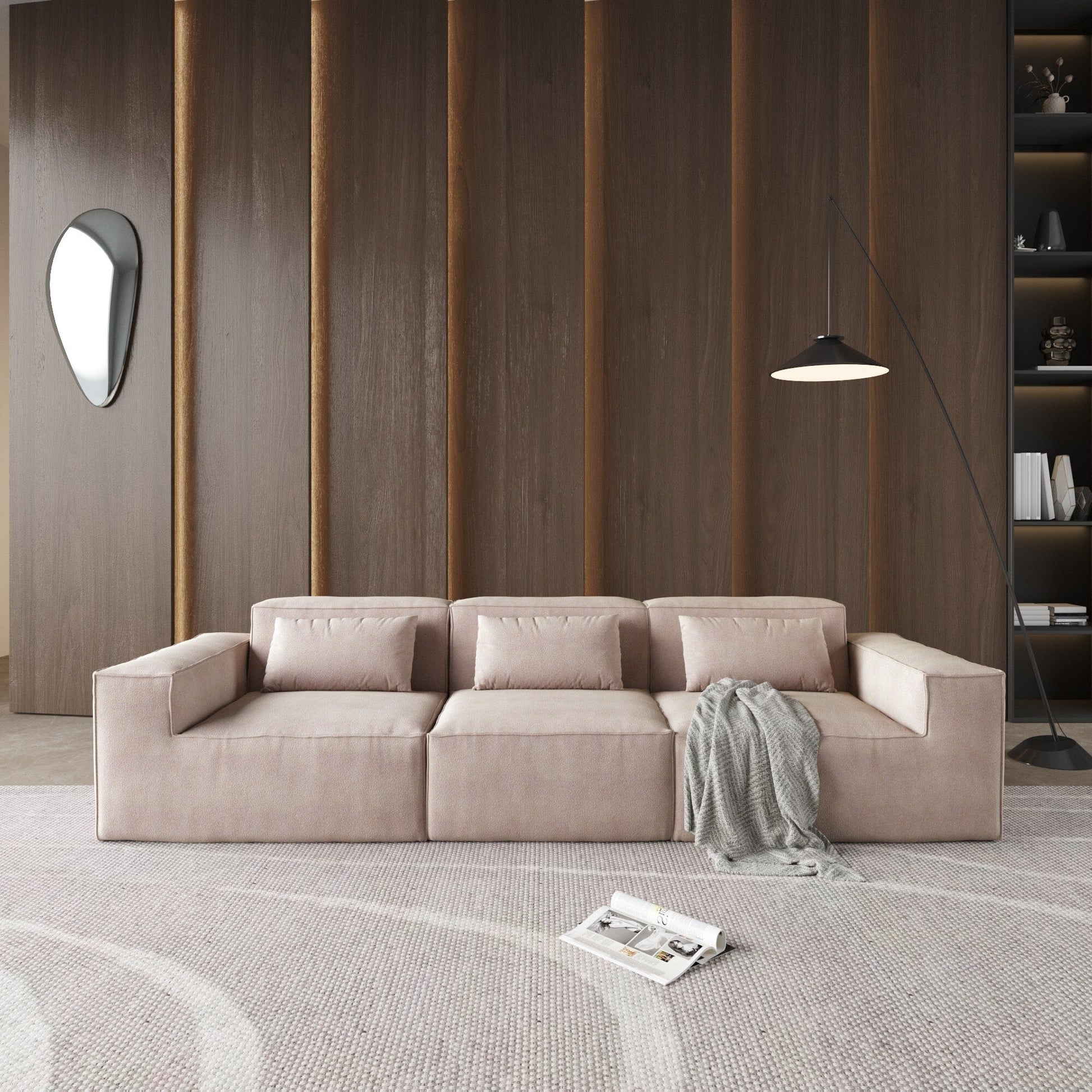 Canapé d'angle modulaire 118, immense canapé-lit nuage 3 places, canapés modernes et confortables en velours côtelé