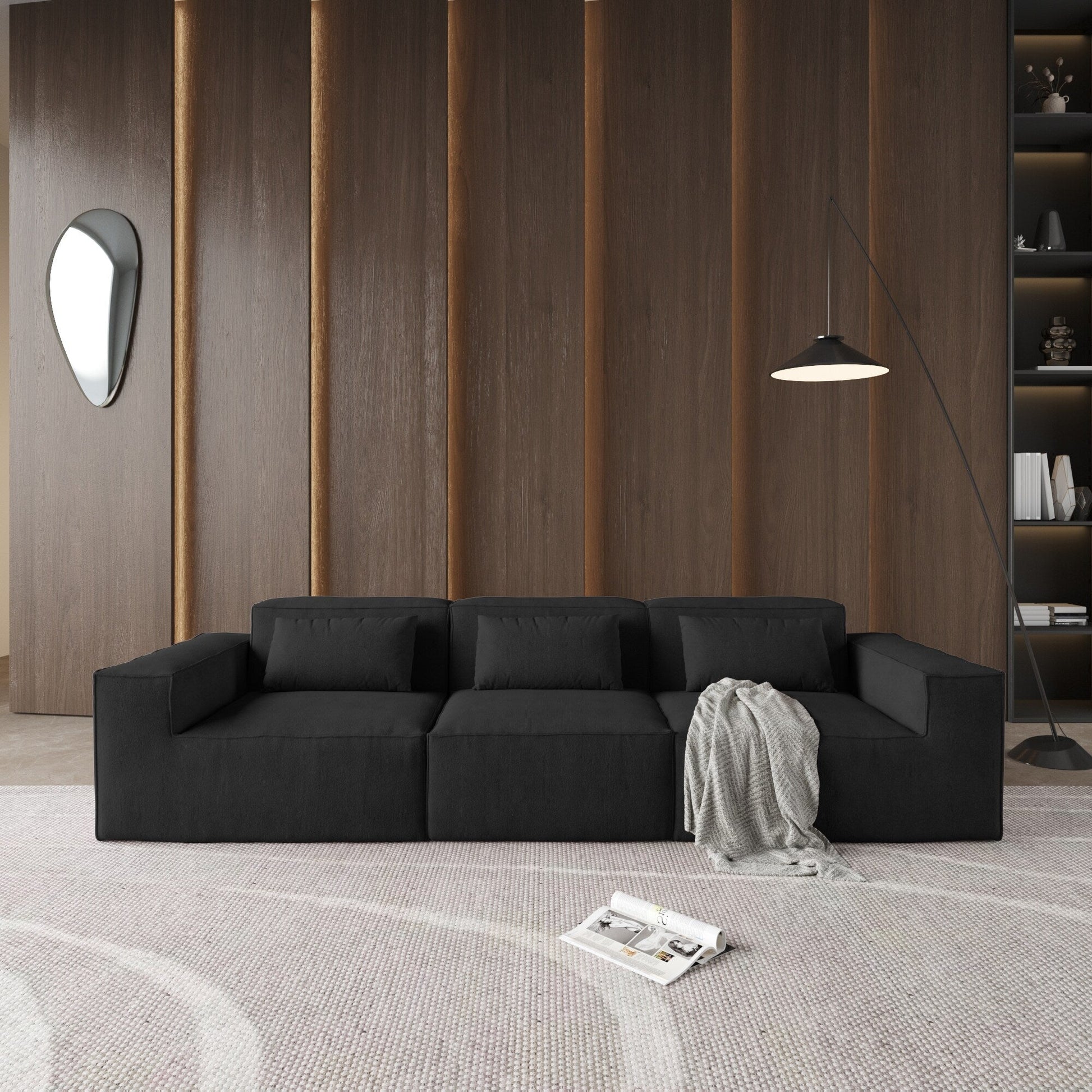 Canapé d'angle modulaire 118, immense canapé-lit nuage 3 places, canapés modernes et confortables en velours côtelé