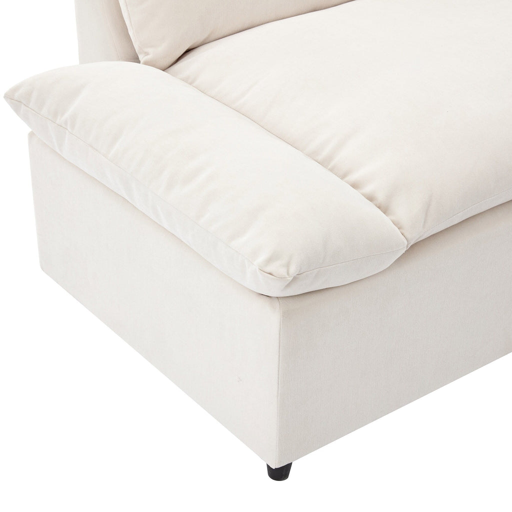 Grand canapé 3 places en polyester (119,5 cm) avec 2 rangements et pieds en bois de caoutchouc pour salon