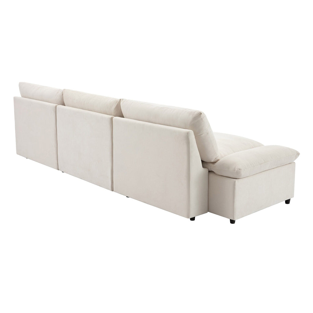 Grand canapé 3 places en polyester (119,5 cm) avec 2 rangements et pieds en bois de caoutchouc pour salon