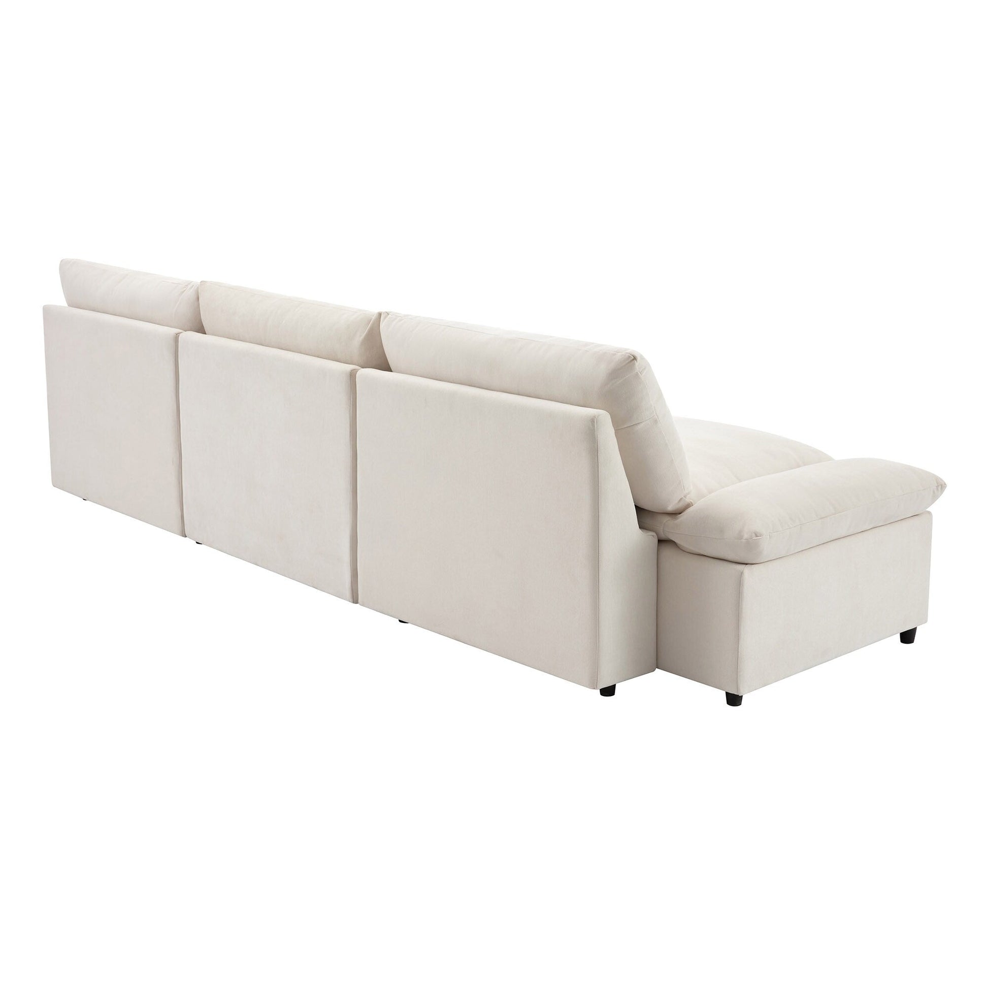Grand canapé 3 places en polyester (119,5 cm) avec 2 rangements et pieds en bois de caoutchouc pour salon