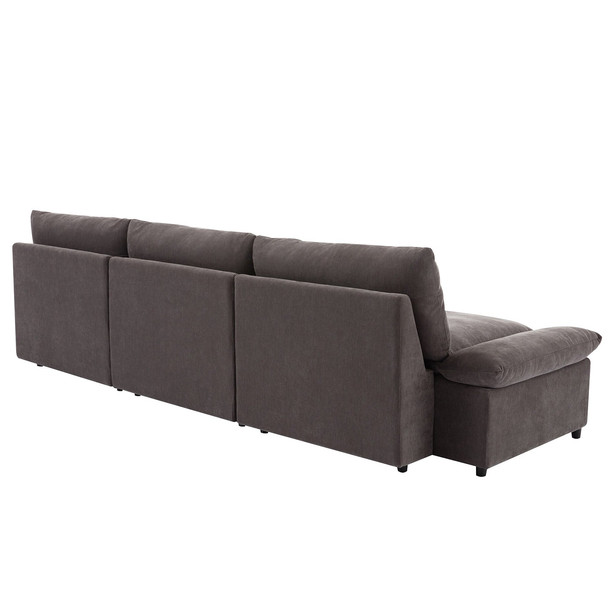 Grand canapé 3 places en polyester (119,5 cm) avec 2 rangements et pieds en bois de caoutchouc pour salon