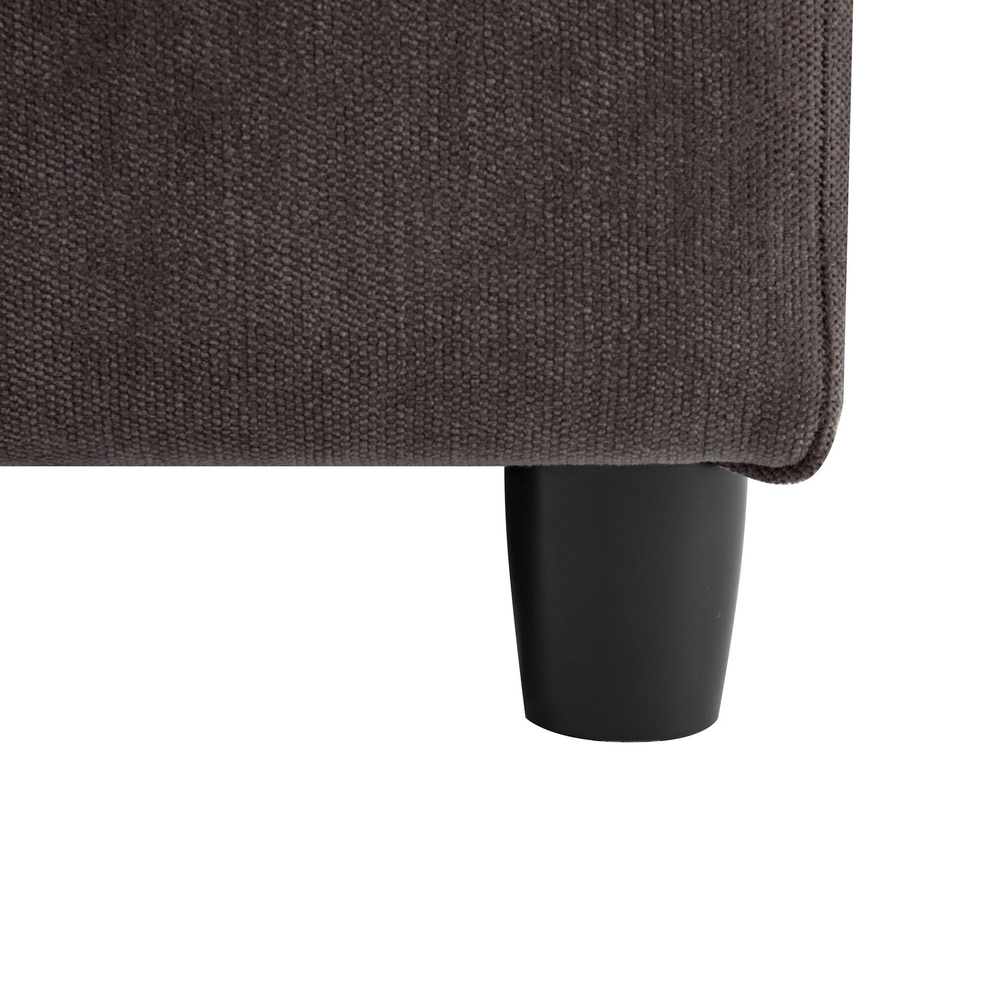 Grand canapé 3 places en polyester (119,5 cm) avec 2 rangements et pieds en bois de caoutchouc pour salon