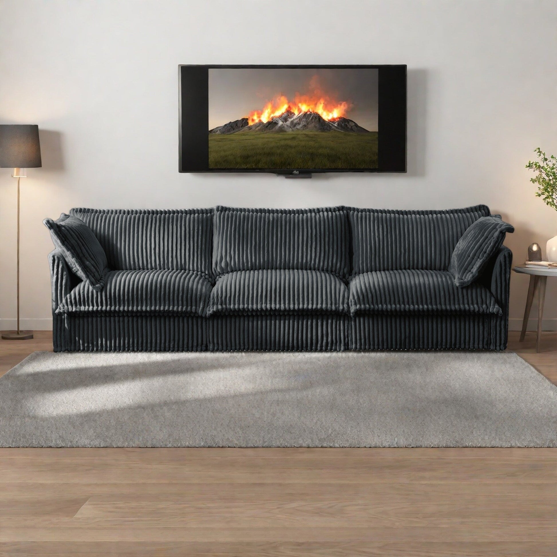 Canapé 4 places en velours côtelé 120 avec de nombreux coussins moelleux pour le salon et la chambre à coucher