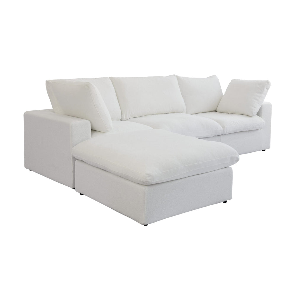Canapé d'angle moderne en forme de L, 120 cm, en lin, canapé modulable avec pouf coffre.
