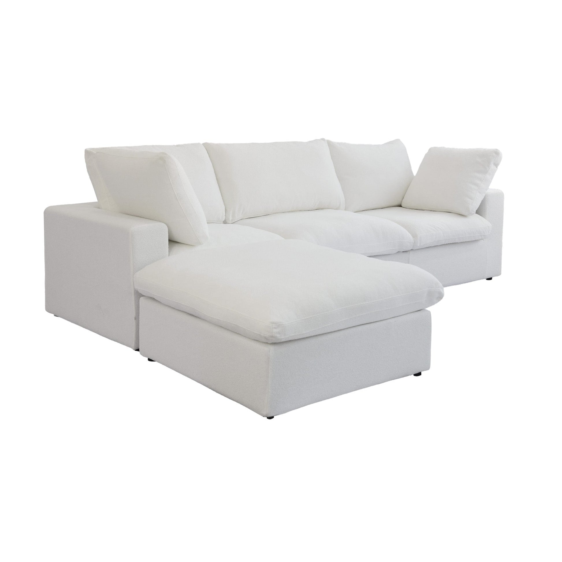 Canapé d'angle moderne en forme de L, 120 cm, en lin, canapé modulable avec pouf coffre.