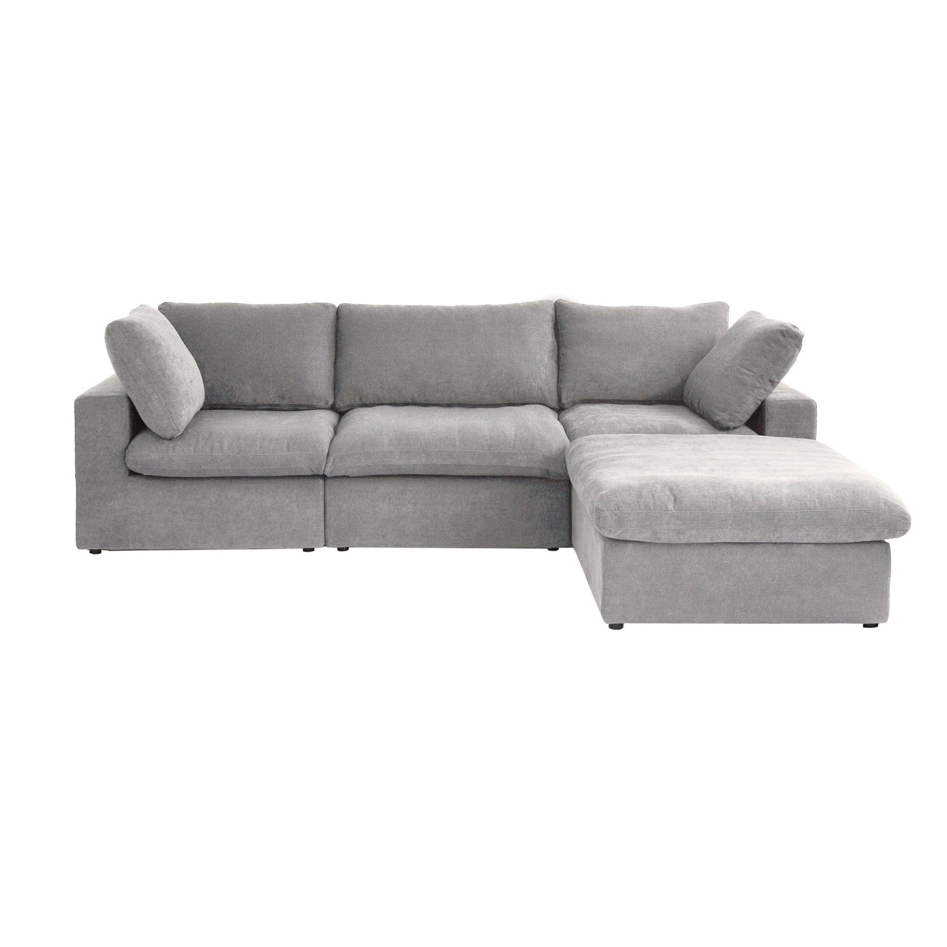 Canapé d'angle moderne en forme de L, 120 cm, en lin, canapé modulable avec pouf coffre.