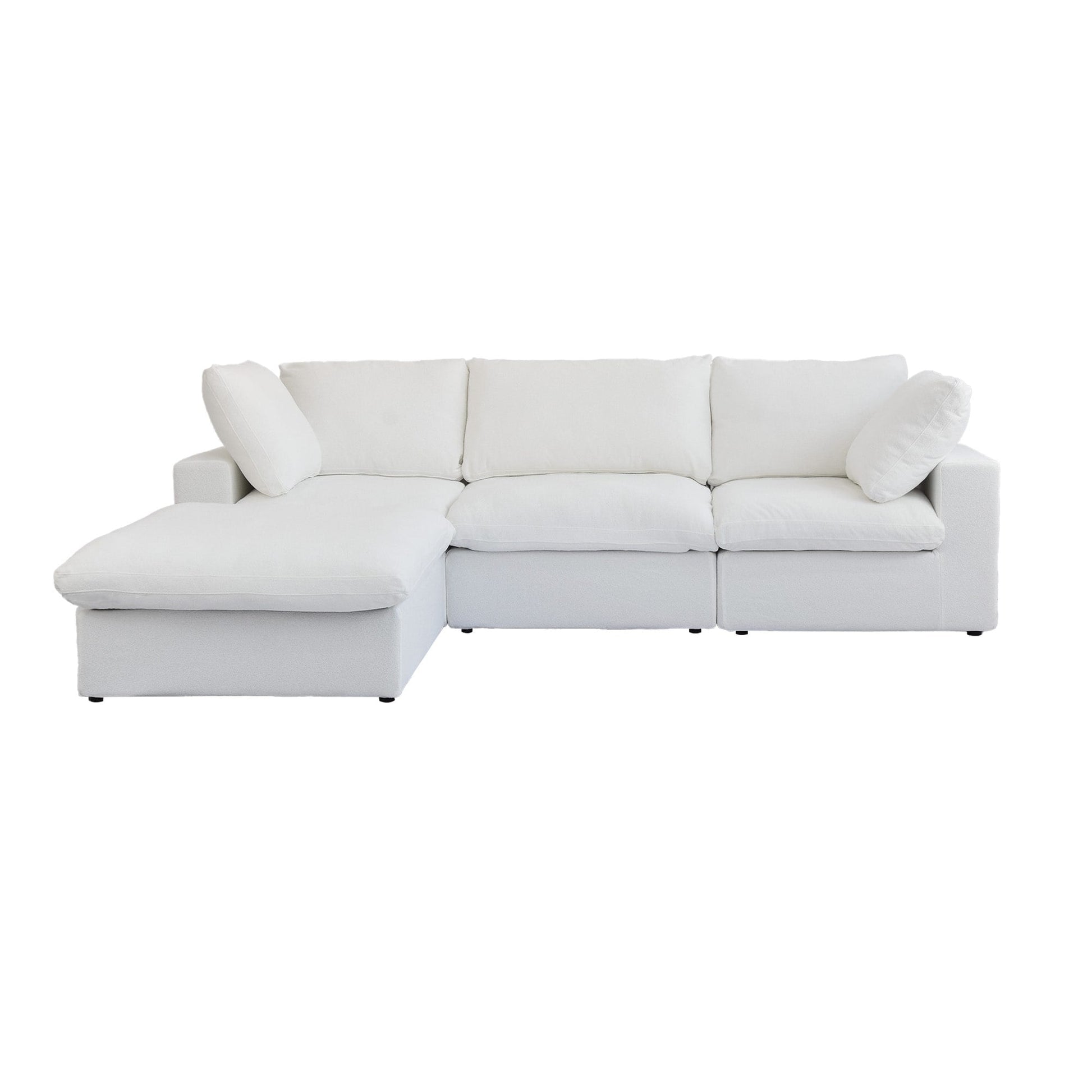 Canapé d'angle moderne en forme de L, 120 cm, en lin, canapé modulable avec pouf coffre.