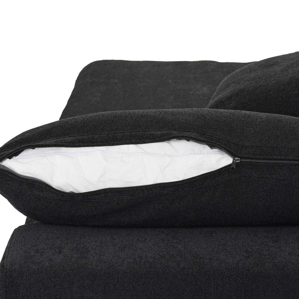Canapé d'angle moderne en forme de L, 120 cm, en lin, canapé modulable avec pouf coffre.