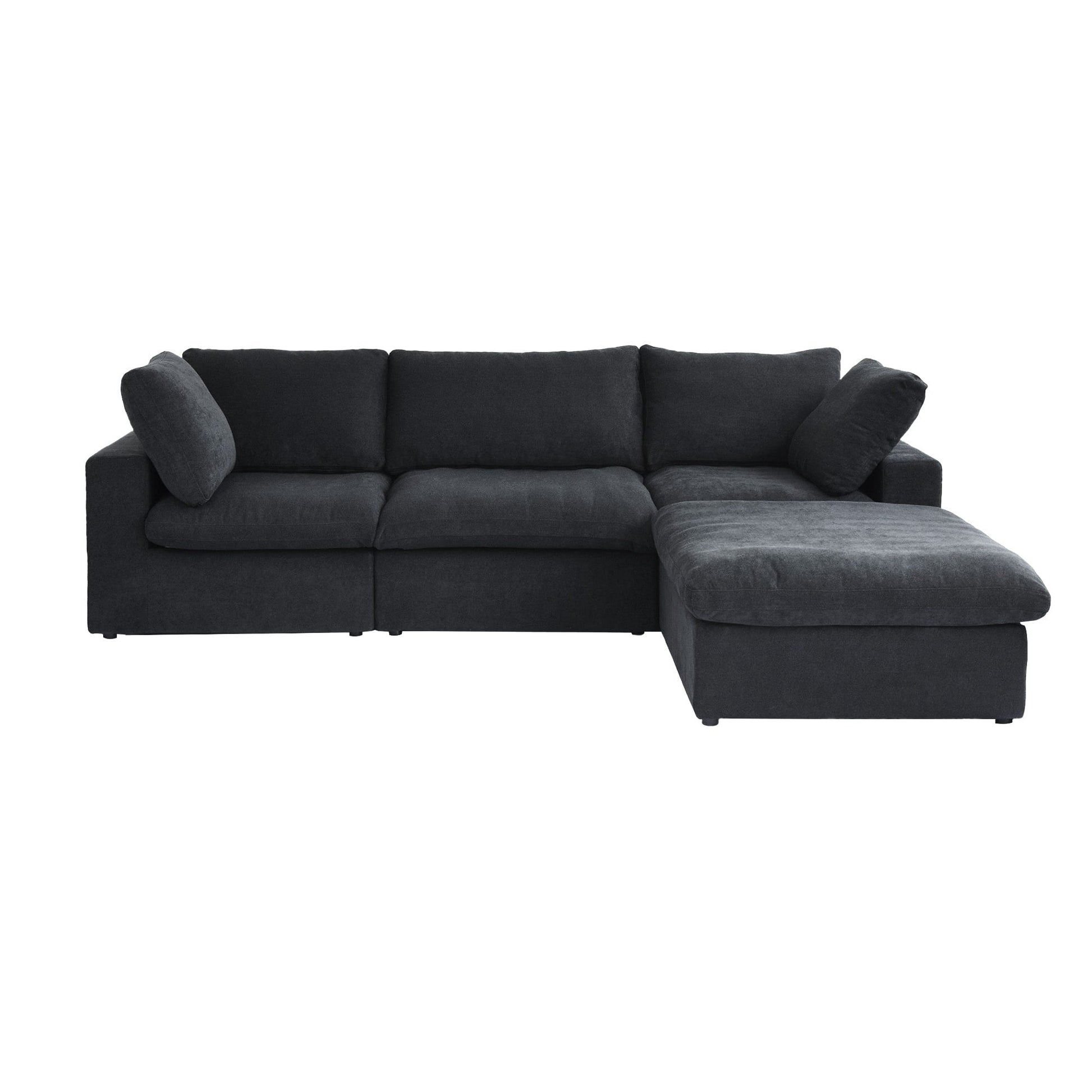 Canapé d'angle moderne en forme de L, 120 cm, en lin, canapé modulable avec pouf coffre.