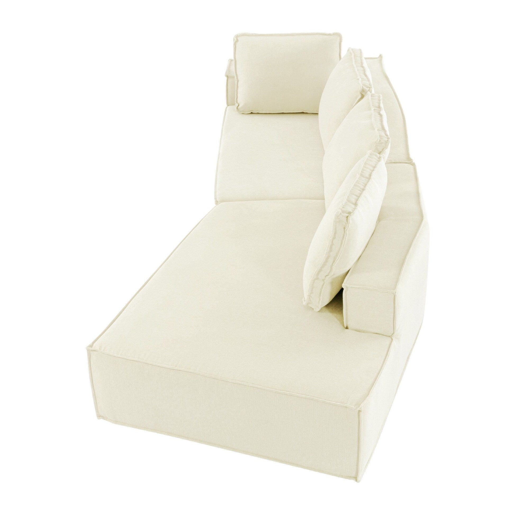 125 Chaise longue élégante, canapé-lit moderne pour intérieur, avec des lignes épurées pour le salon, beige.