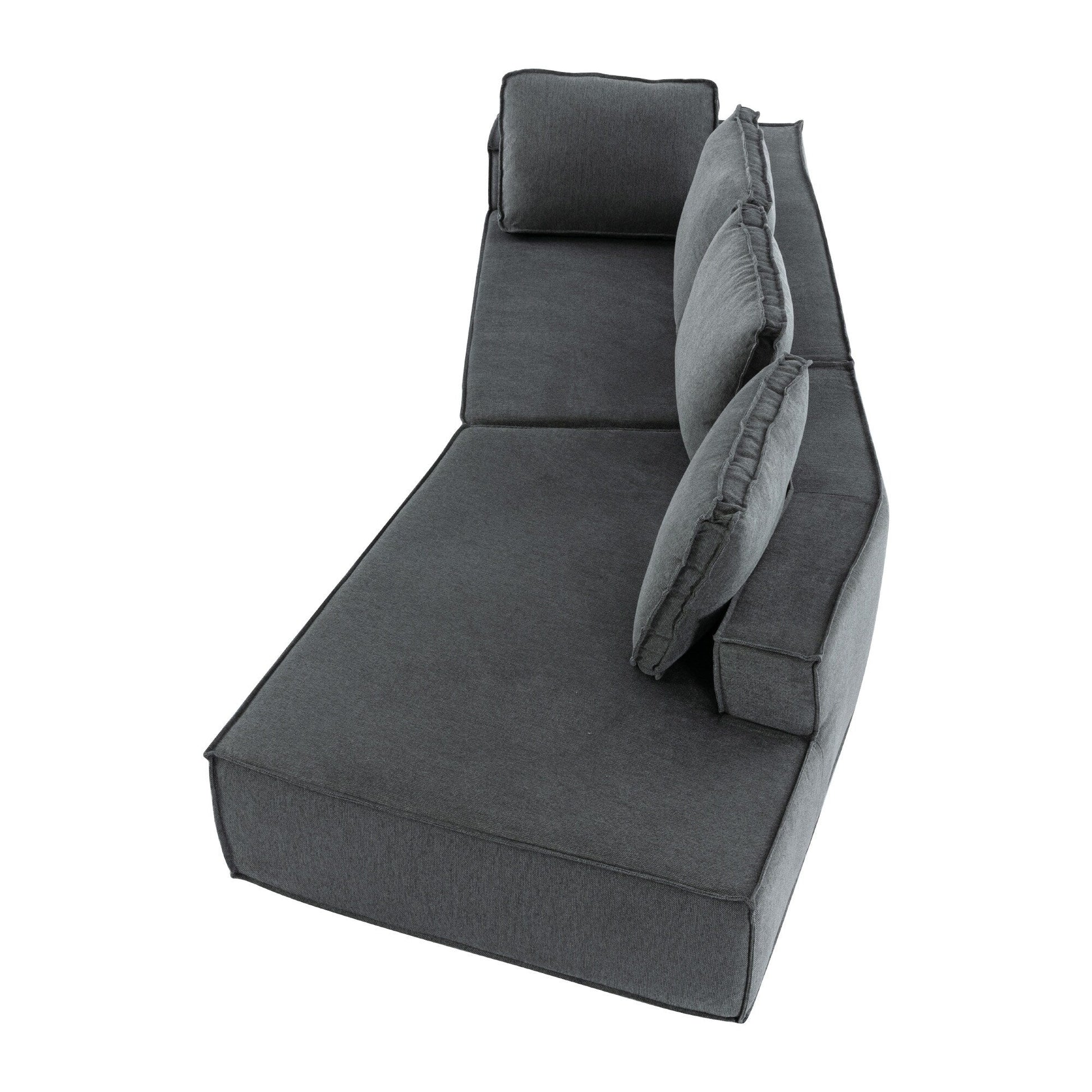 125 Chaise longue élégante, canapé-lit moderne pour intérieur, avec des lignes épurées pour le salon, beige.
