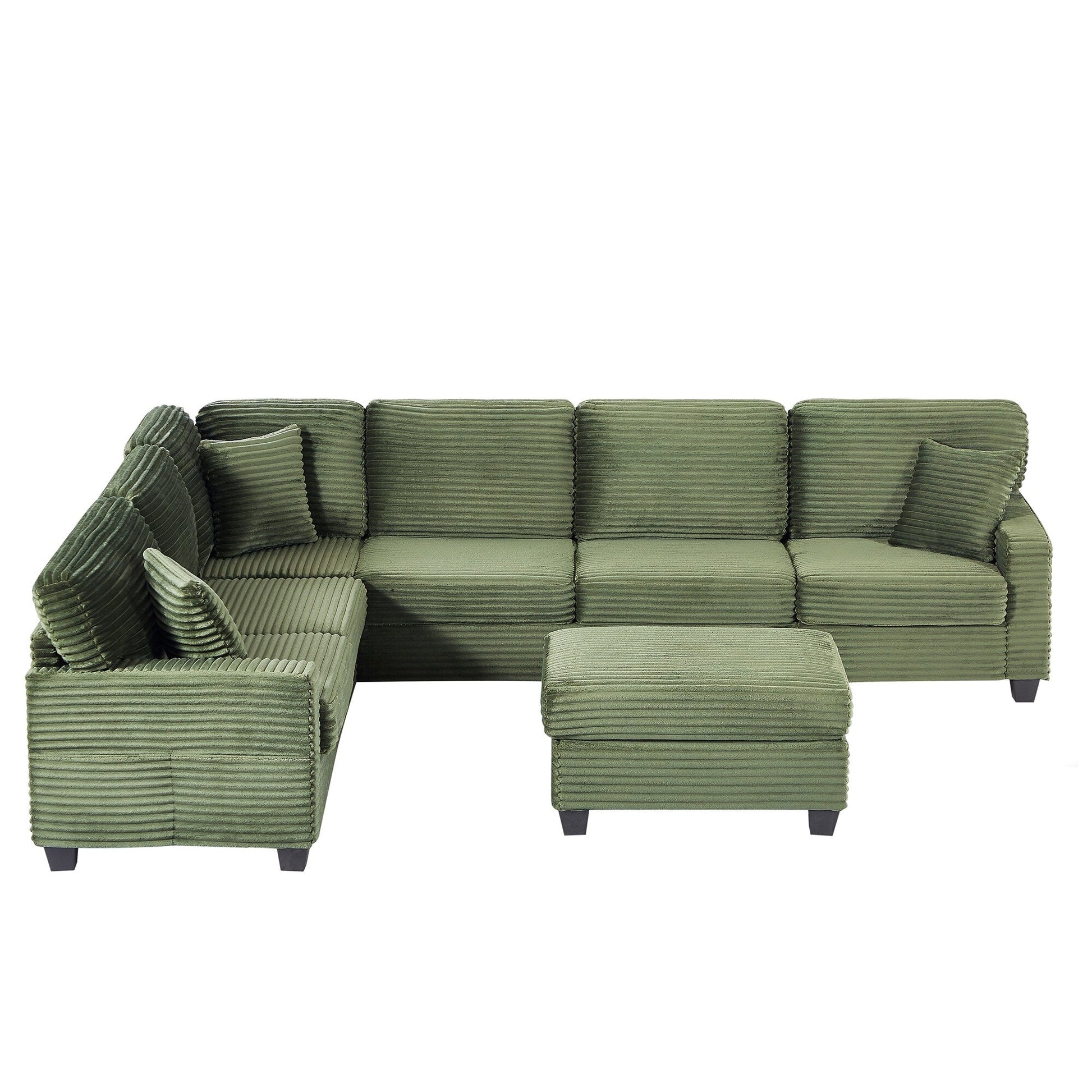 Canapé d'angle en forme de U en velours côtelé de 125 pouces avec pouf amovible