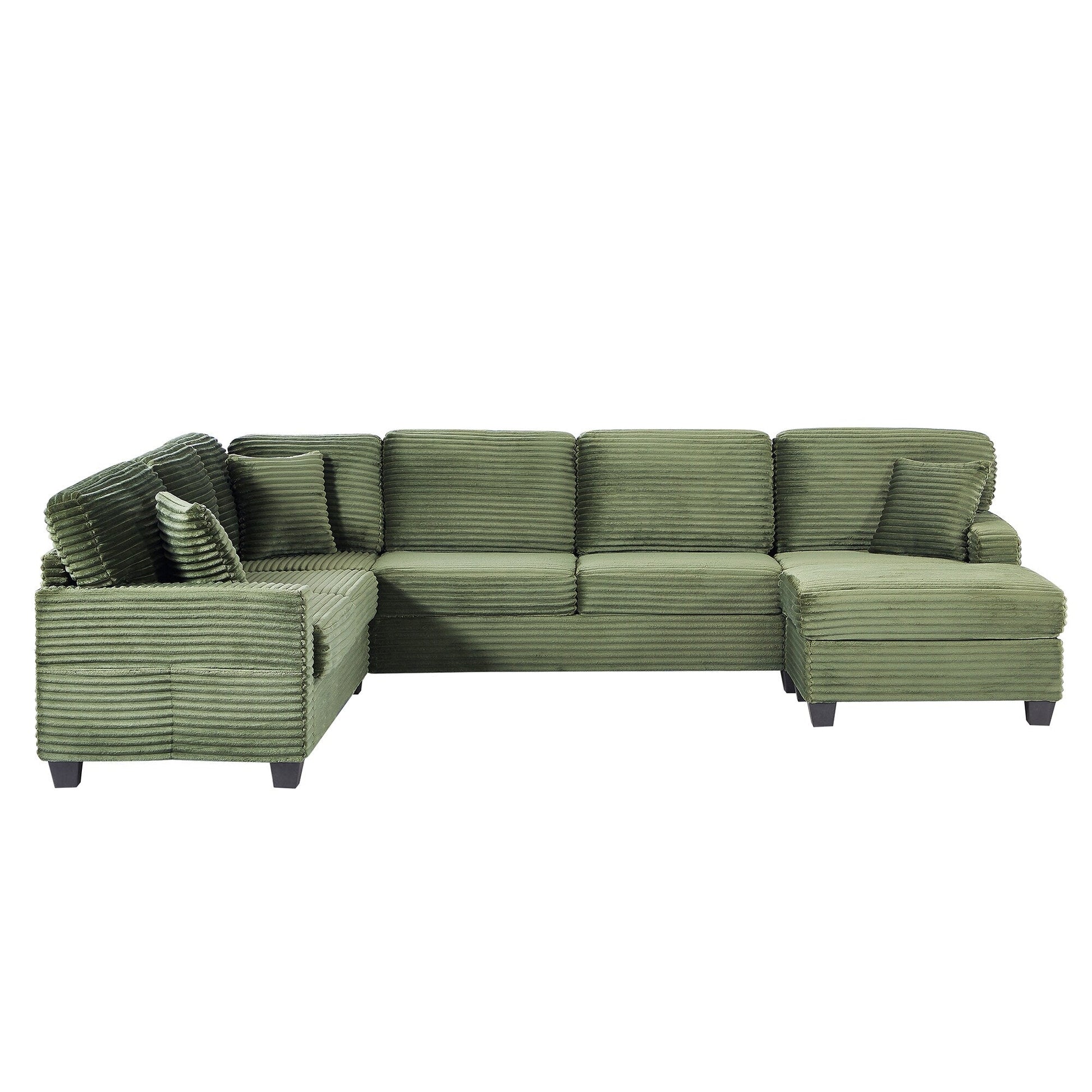 Canapé d'angle en forme de U en velours côtelé de 125 pouces avec pouf amovible