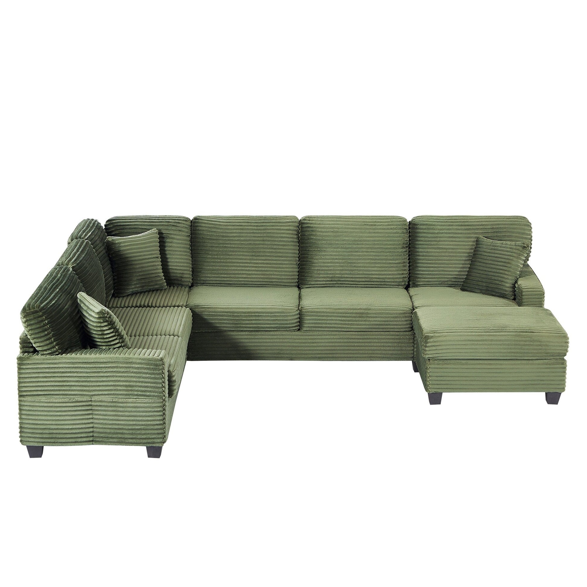 Canapé d'angle en forme de U en velours côtelé de 125 pouces avec pouf amovible
