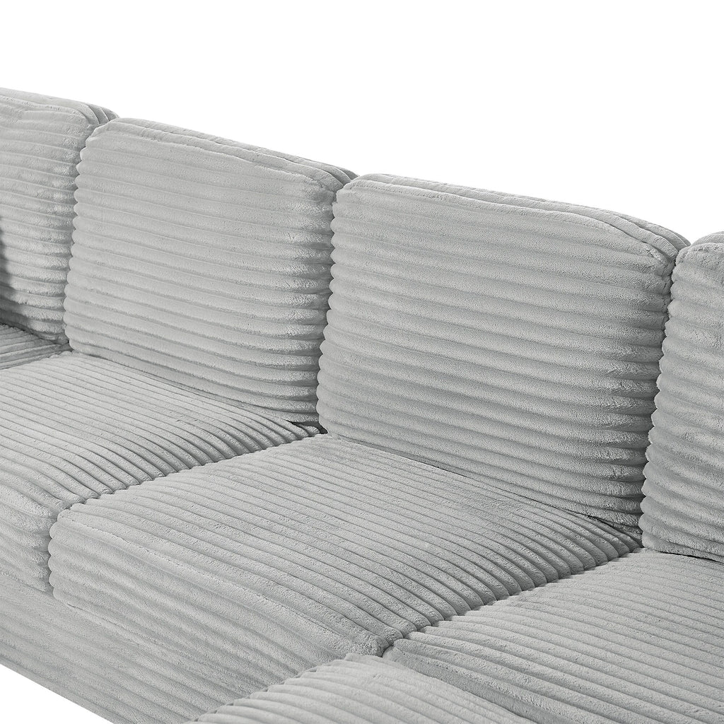 Canapé d'angle en forme de U en velours côtelé de 125 pouces avec pouf amovible