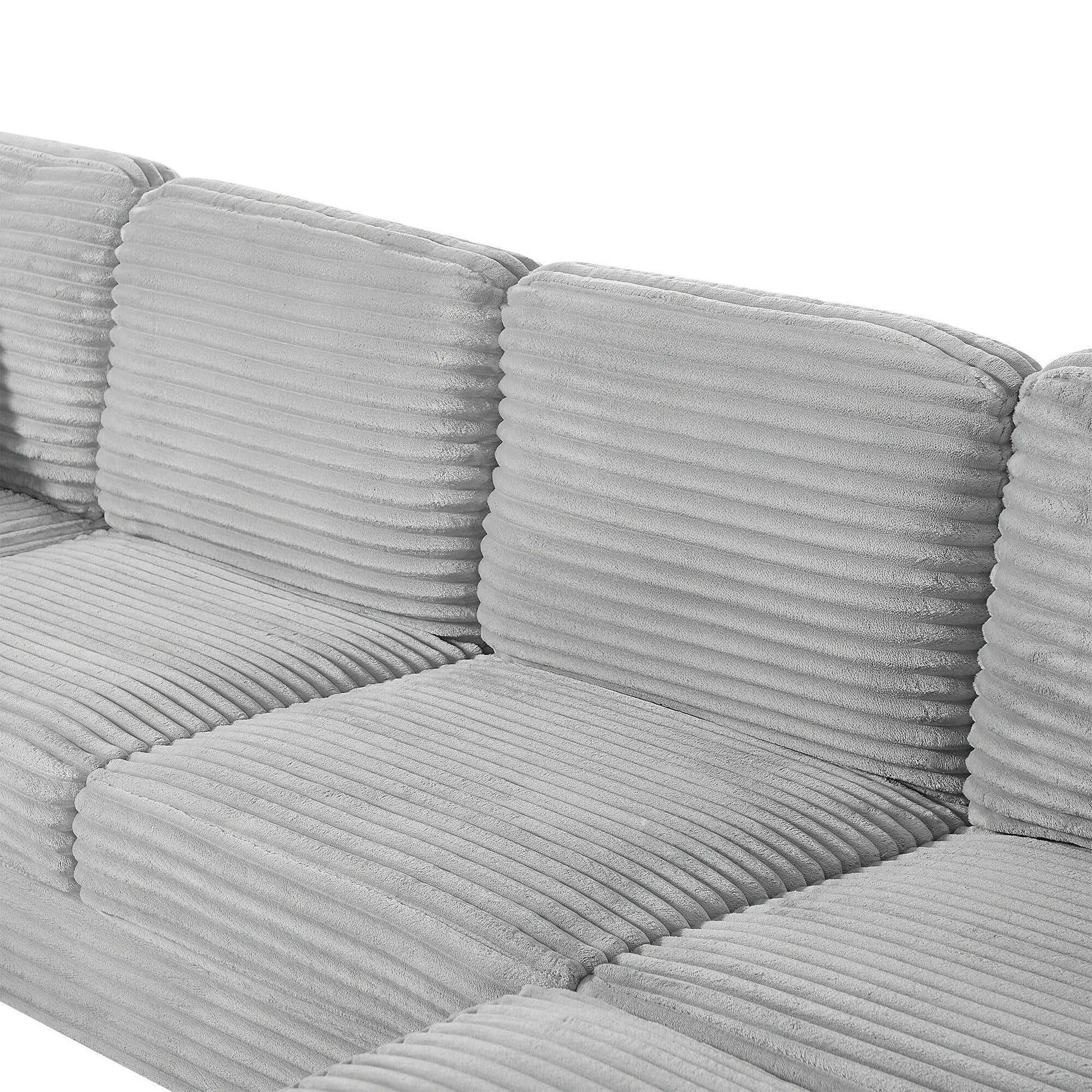 Canapé d'angle en forme de U en velours côtelé de 125 pouces avec pouf amovible