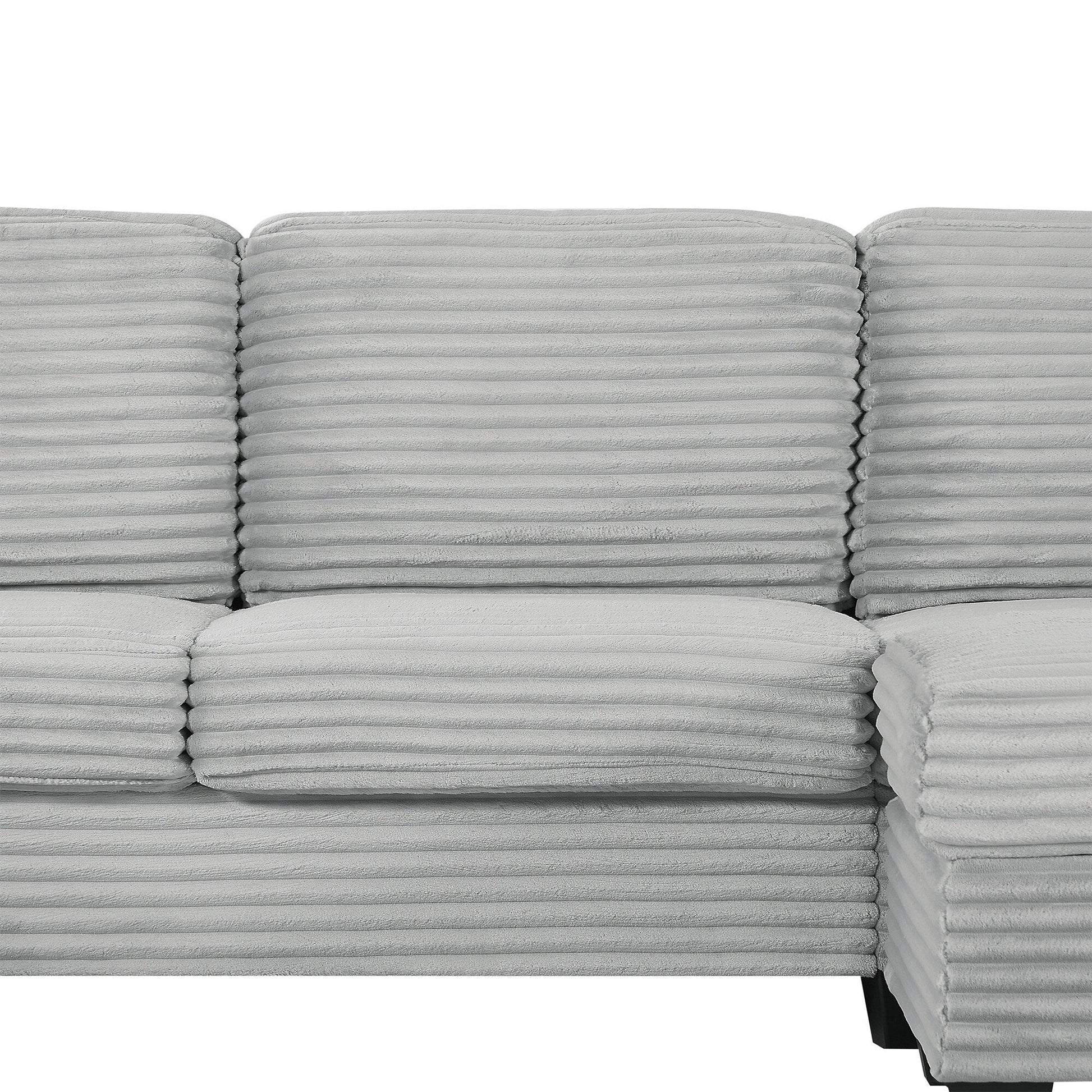 Canapé d'angle en forme de U en velours côtelé de 125 pouces avec pouf amovible