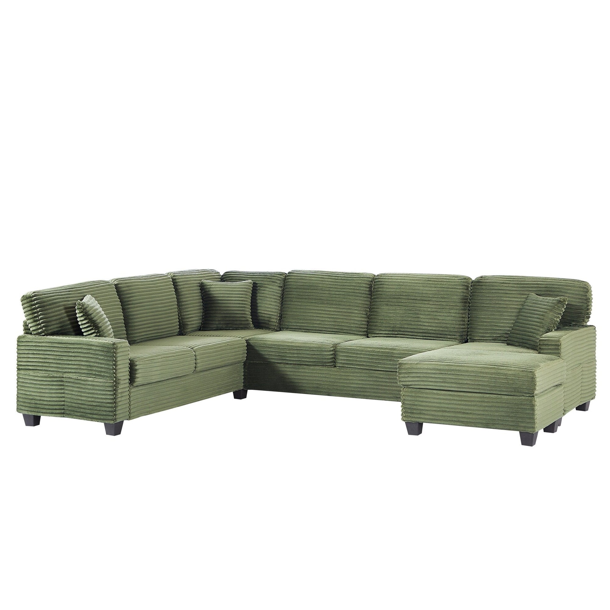 Canapé d'angle en forme de U en velours côtelé de 125 pouces avec pouf amovible