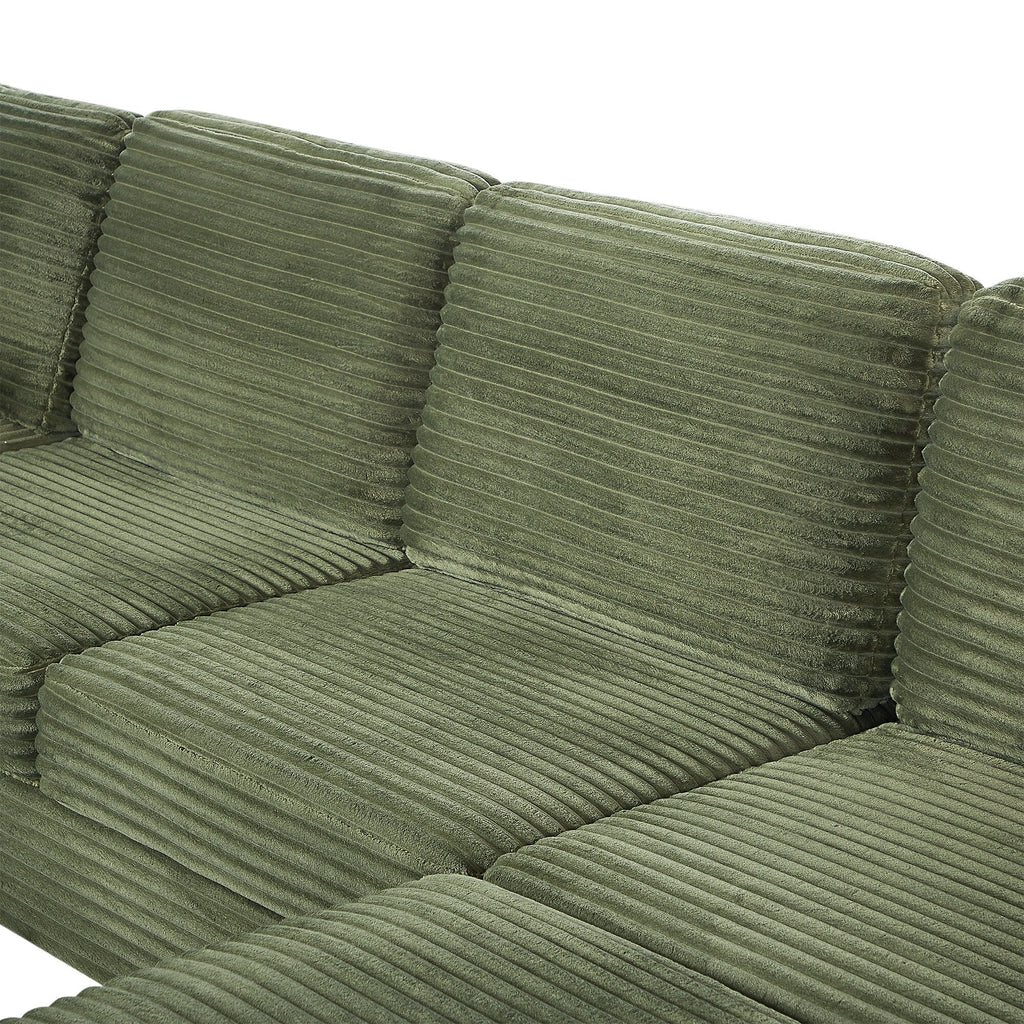Canapé d'angle en forme de U en velours côtelé de 125 pouces avec pouf amovible