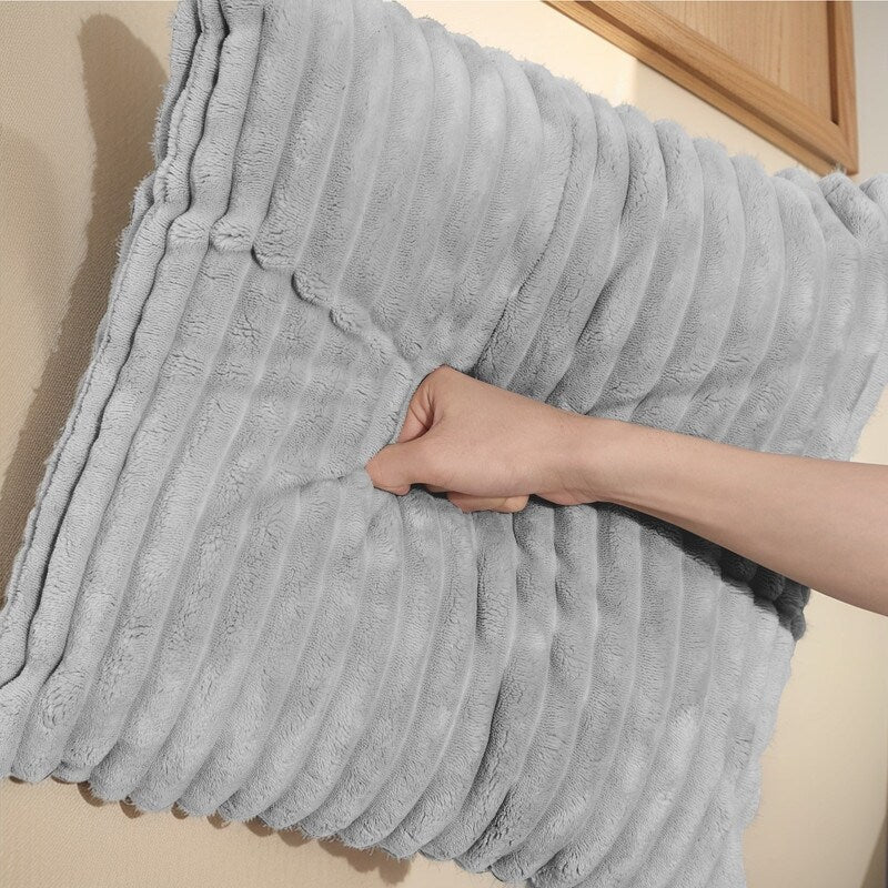 Canapé modulable en forme de U réversible à 4 places, 130 cm, en velours côtelé rayé gris – Disposition personnalisable pour le salon et la chambre à coucher