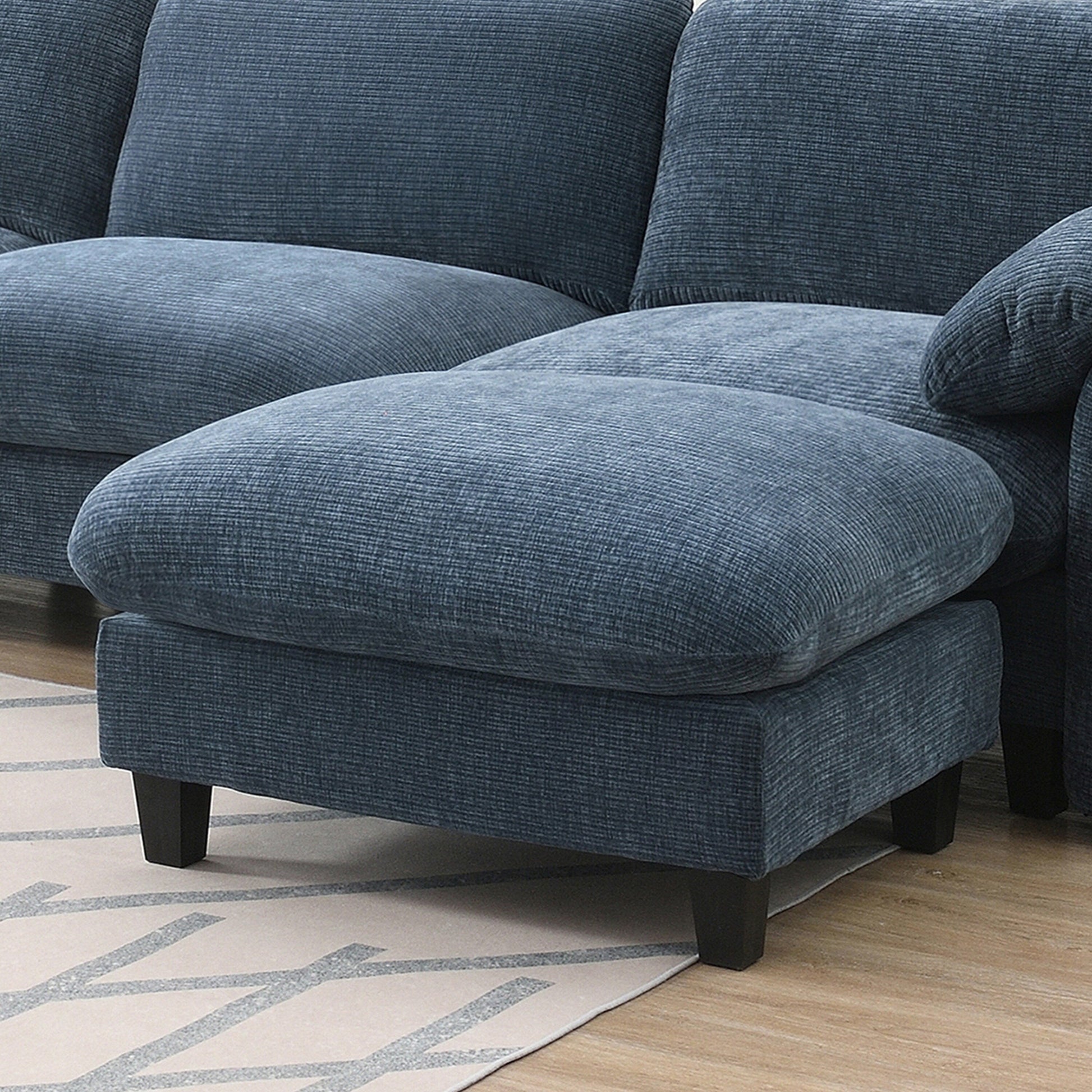 140-Inch Chenille Sectional Sofa with USB and Type-C Charging Ports, Phone Holders, Side Storage Pockets, Movement Ottomans