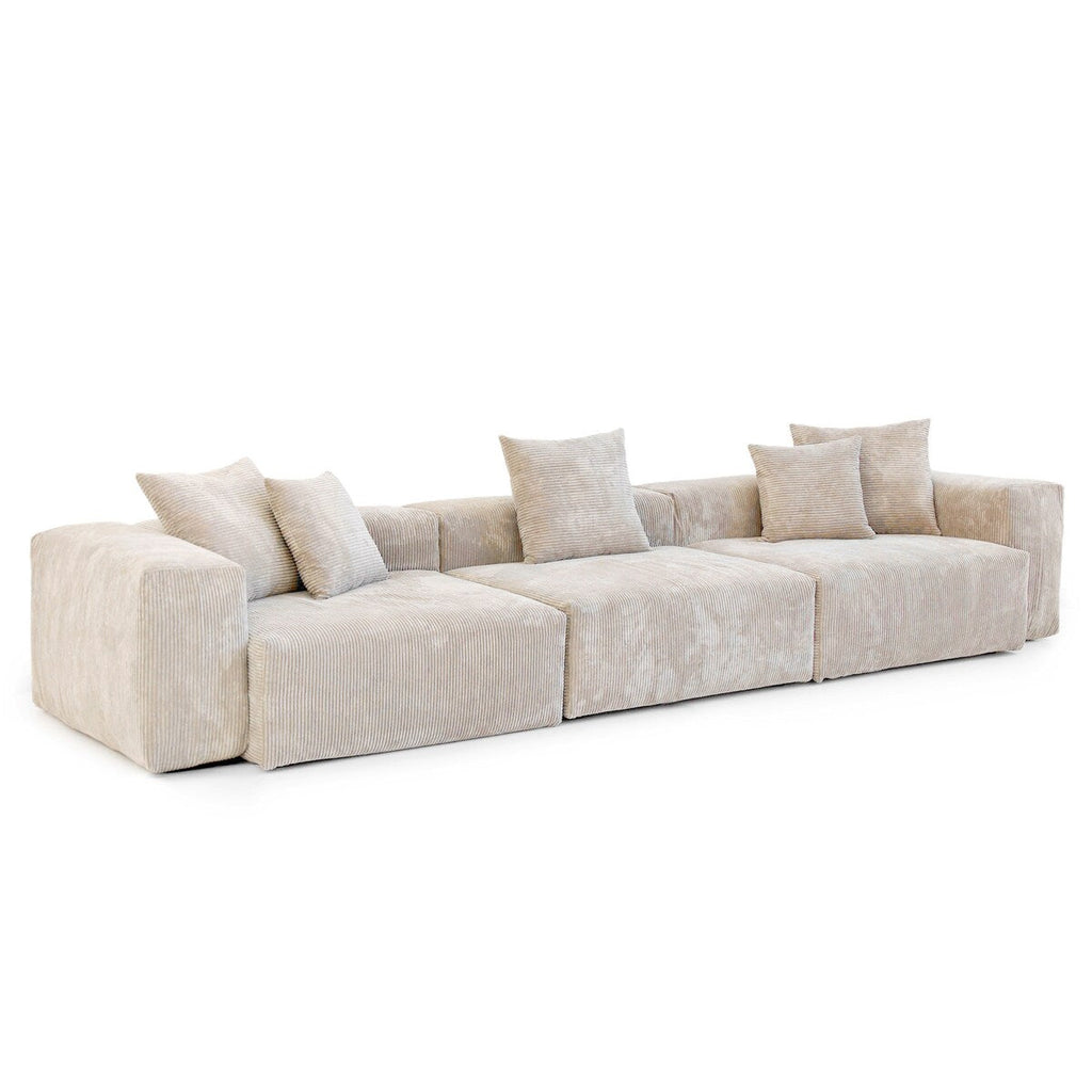 Canapé d'angle modulaire en velours côtelé avec coussins épais, canapé convertible, canapé profond pour salon, ensemble de canapés.