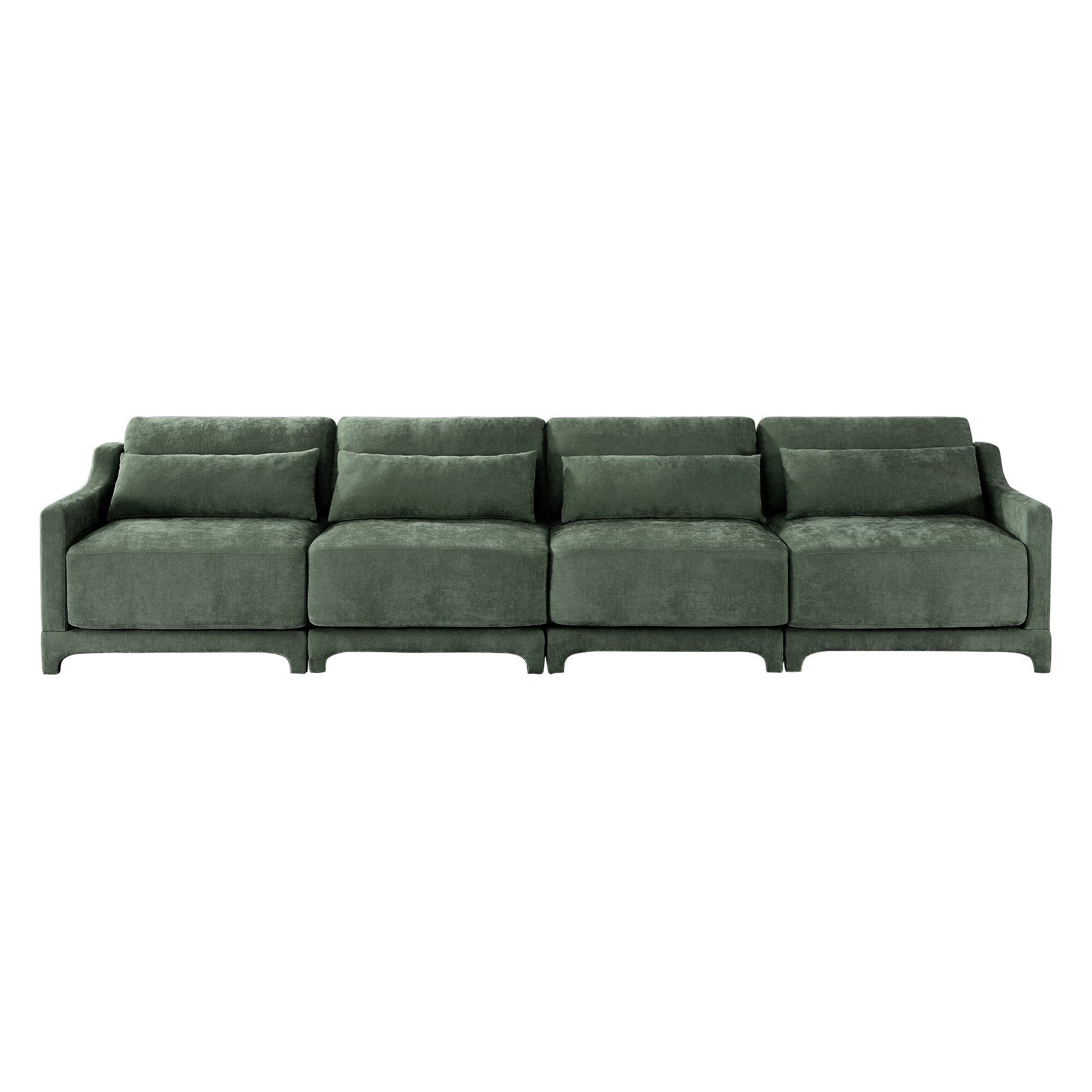141.7 Chenille 6-Seater Sofa with ergonomic, wooden base,high - resilience sponge for Living Room