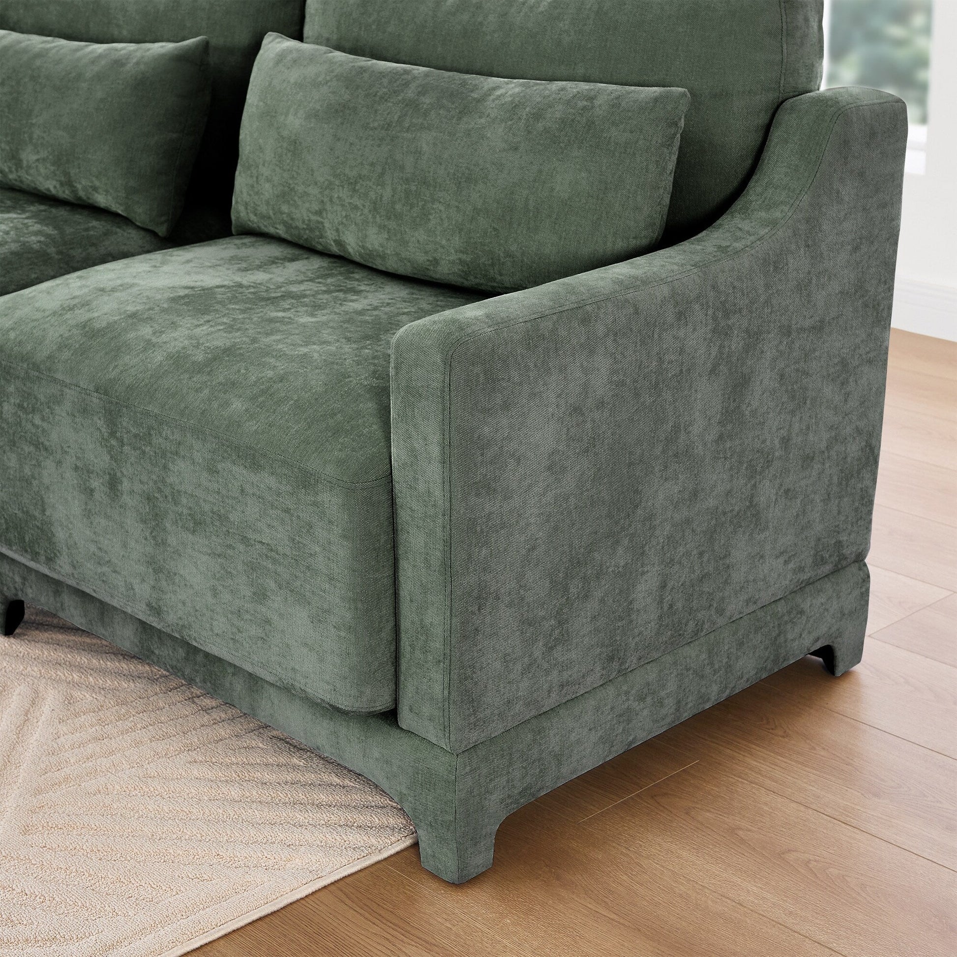141.7 Chenille 6-Seater Sofa with ergonomic, wooden base,high - resilience sponge for Living Room