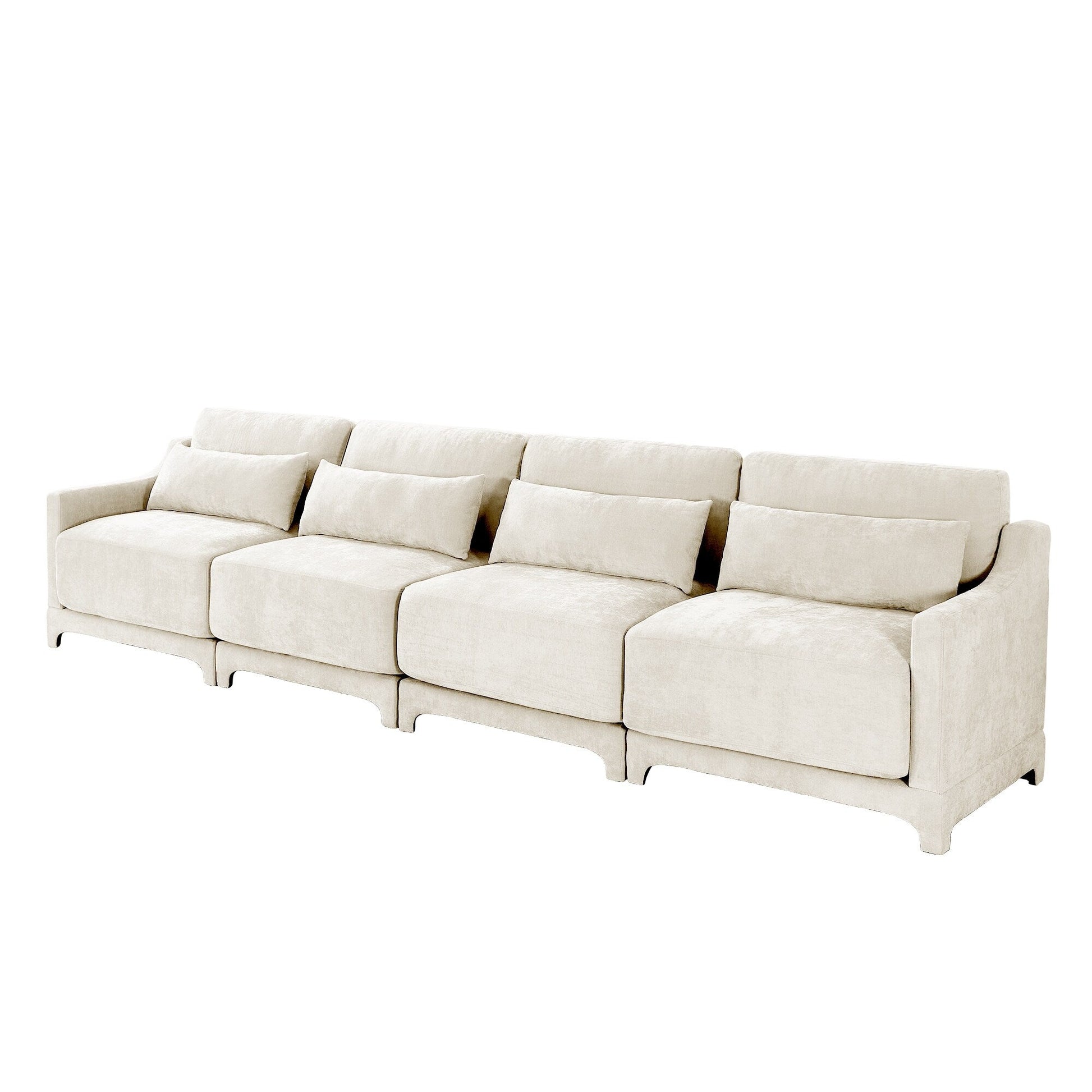 141.7 Chenille 6-Seater Sofa with ergonomic, wooden base,high - resilience sponge for Living Room